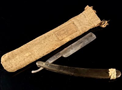 Antique Sheffield Straight Razor THE MOIST in Tiffany and Co Retailer Pouch. An antique 