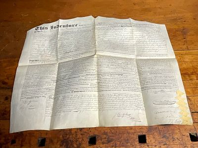 1836 Philadelphia Manuscript Land Indenture for Lombard Street Property. This manuscript legal 