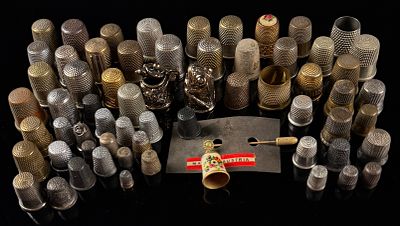 A Collection of Vintage and Antique Mixed Metal and Porcelain Thimbles. An assortment of 