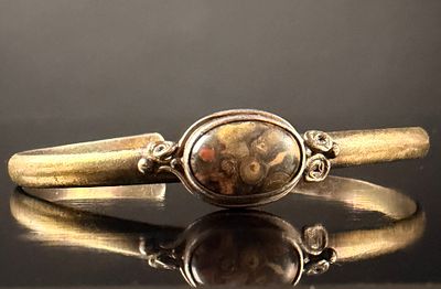 Sajen Sterling Silver Vermeil and Patterned Jasper Cuff Bracelet. This cuff bracelet is crafted 