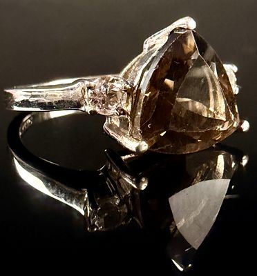 TGGC Annabella Collection Sterling Silver Smoky Quartz and Cullinan Topaz Ring. This cocktail 