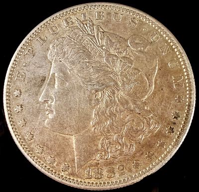 1882-S US Morgan Silver Dollar. 1882-S US Morgan silver dollar. The obverse features the Liberty 