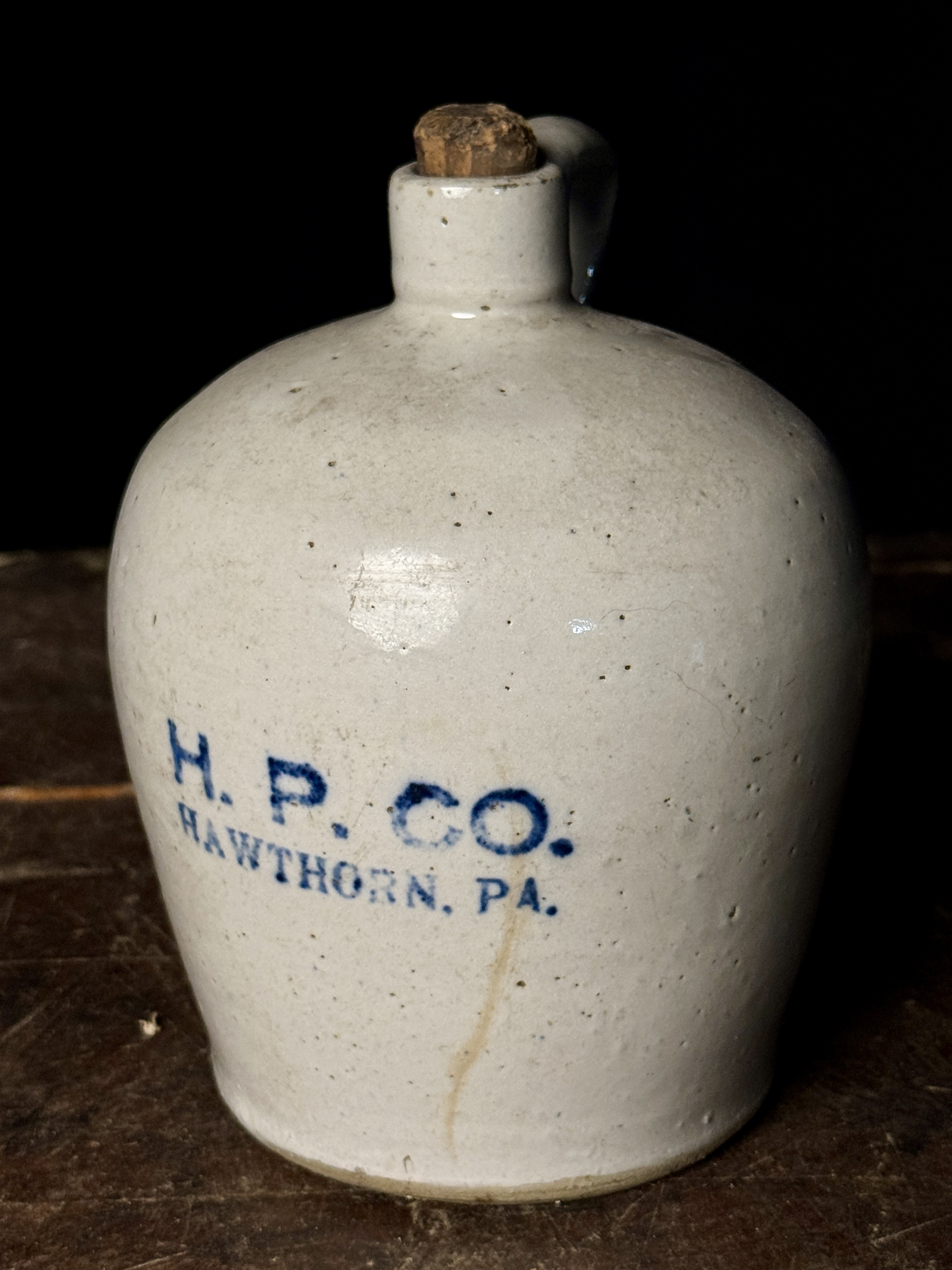 Miniature Stenciled Stoneware Jug, Hawthorn Pottery Company, Hawthorn, Pennsylvania