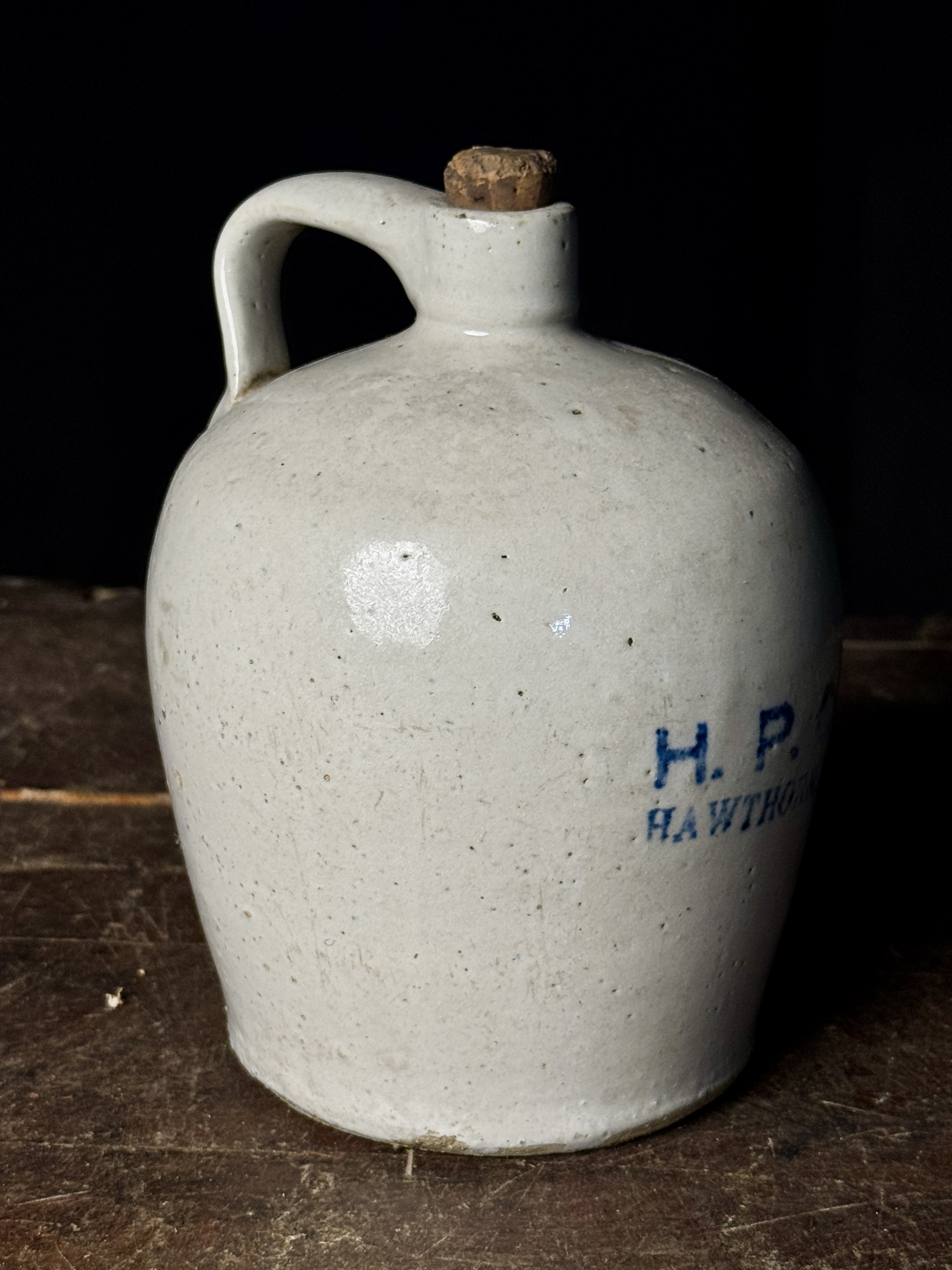 Miniature Stenciled Stoneware Jug, Hawthorn Pottery Company, Hawthorn, Pennsylvania