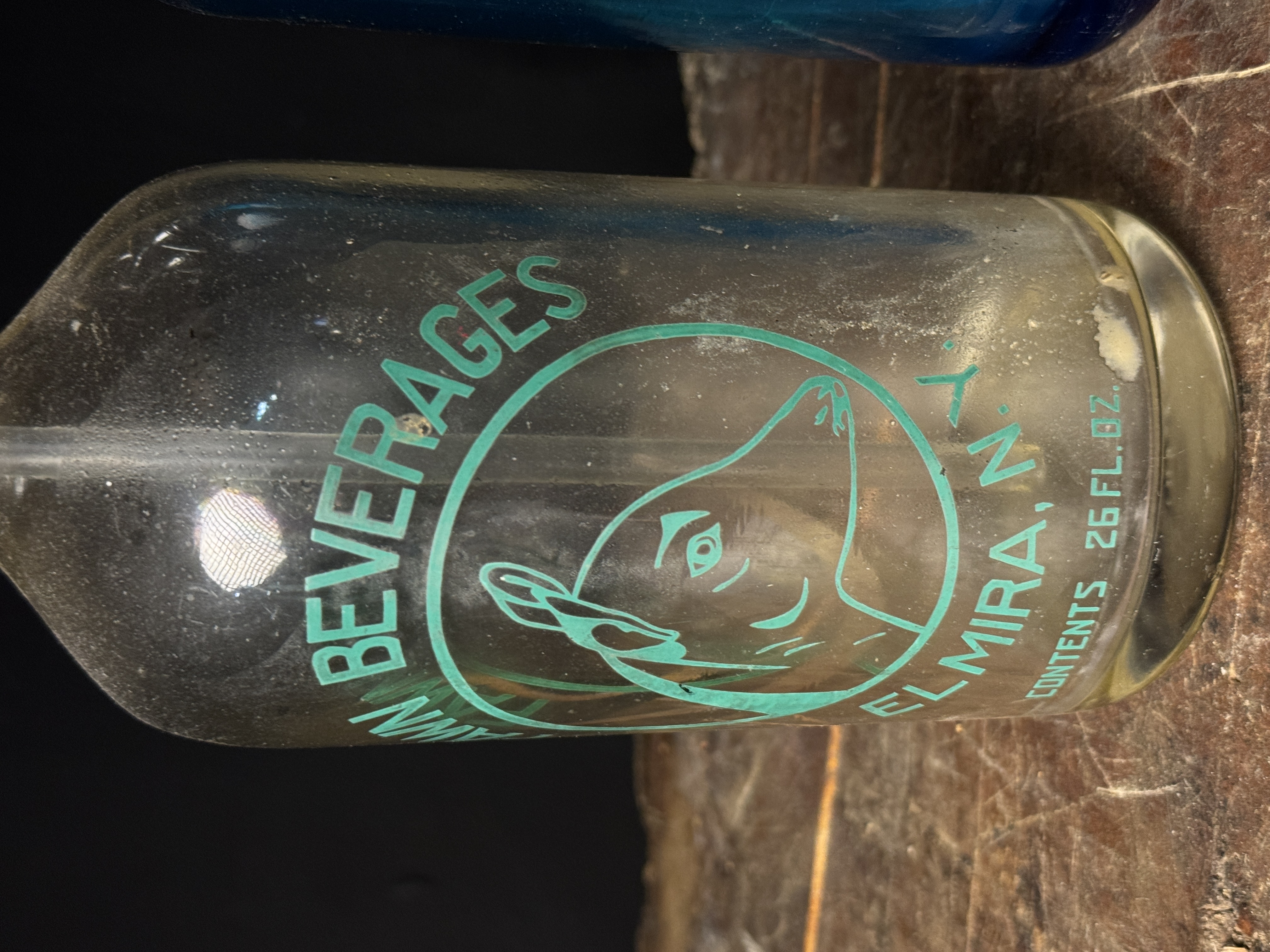 Two Vintage New York Glass Seltzer Siphon Bottles including Fawn Beverages and Jensen Beverages