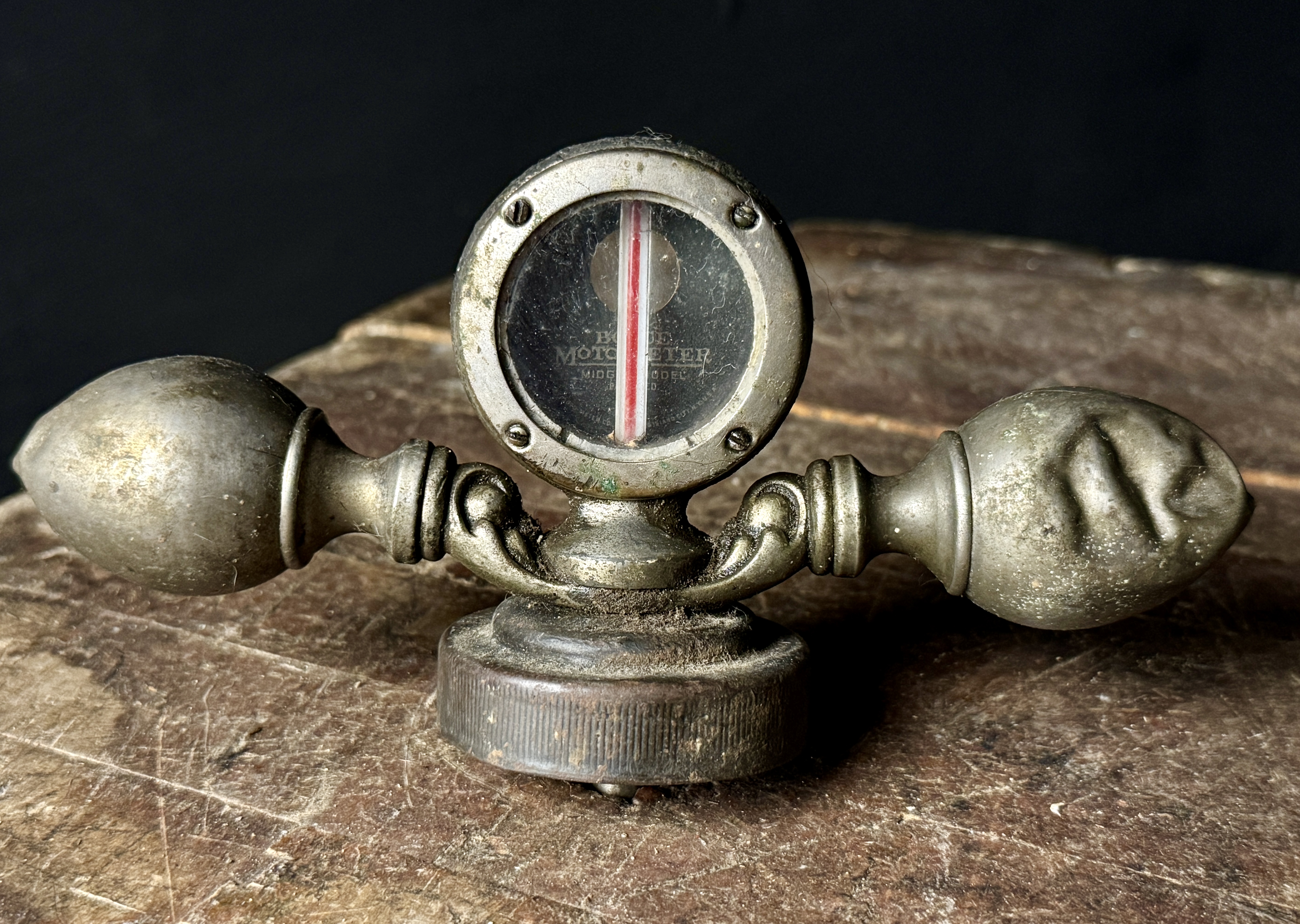 A Trio of Vintage Boyce Moto-Meter Radiator Caps and Temperature Gauges
