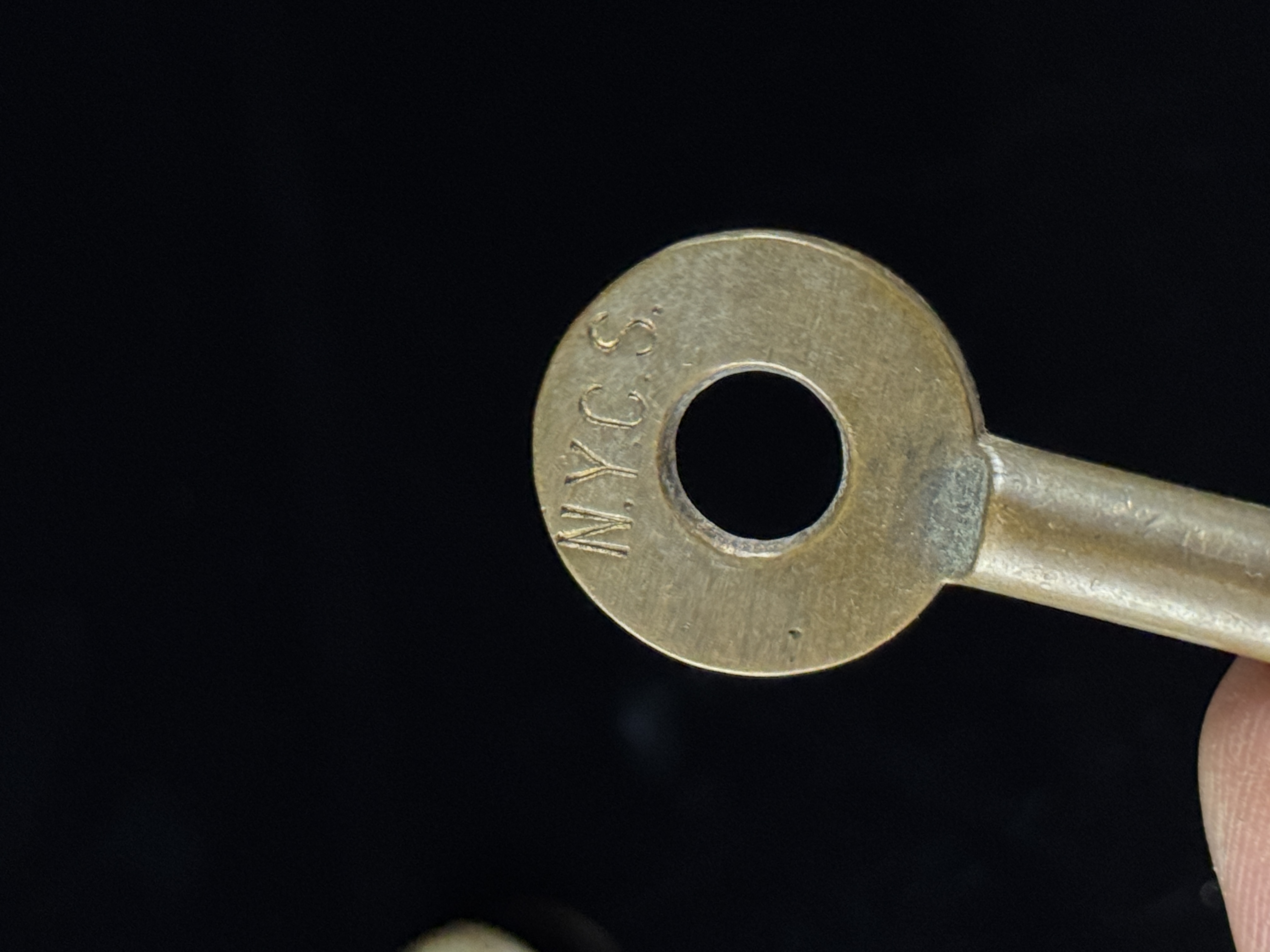 Two New York Central System NYCS Brass Railroad Switch Keys by Adlake