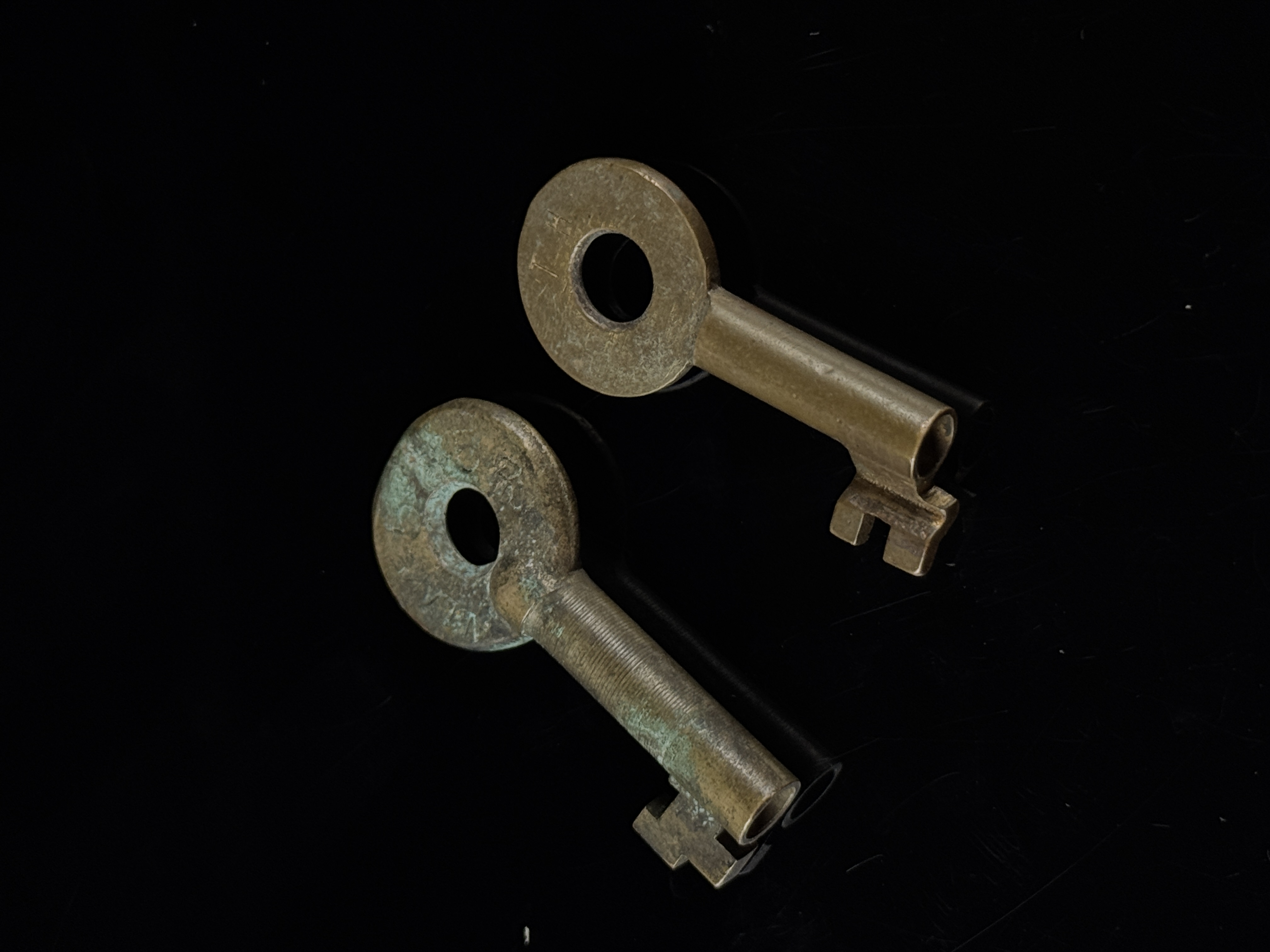 Two New York Central System NYCS Brass Railroad Switch Keys by Adlake