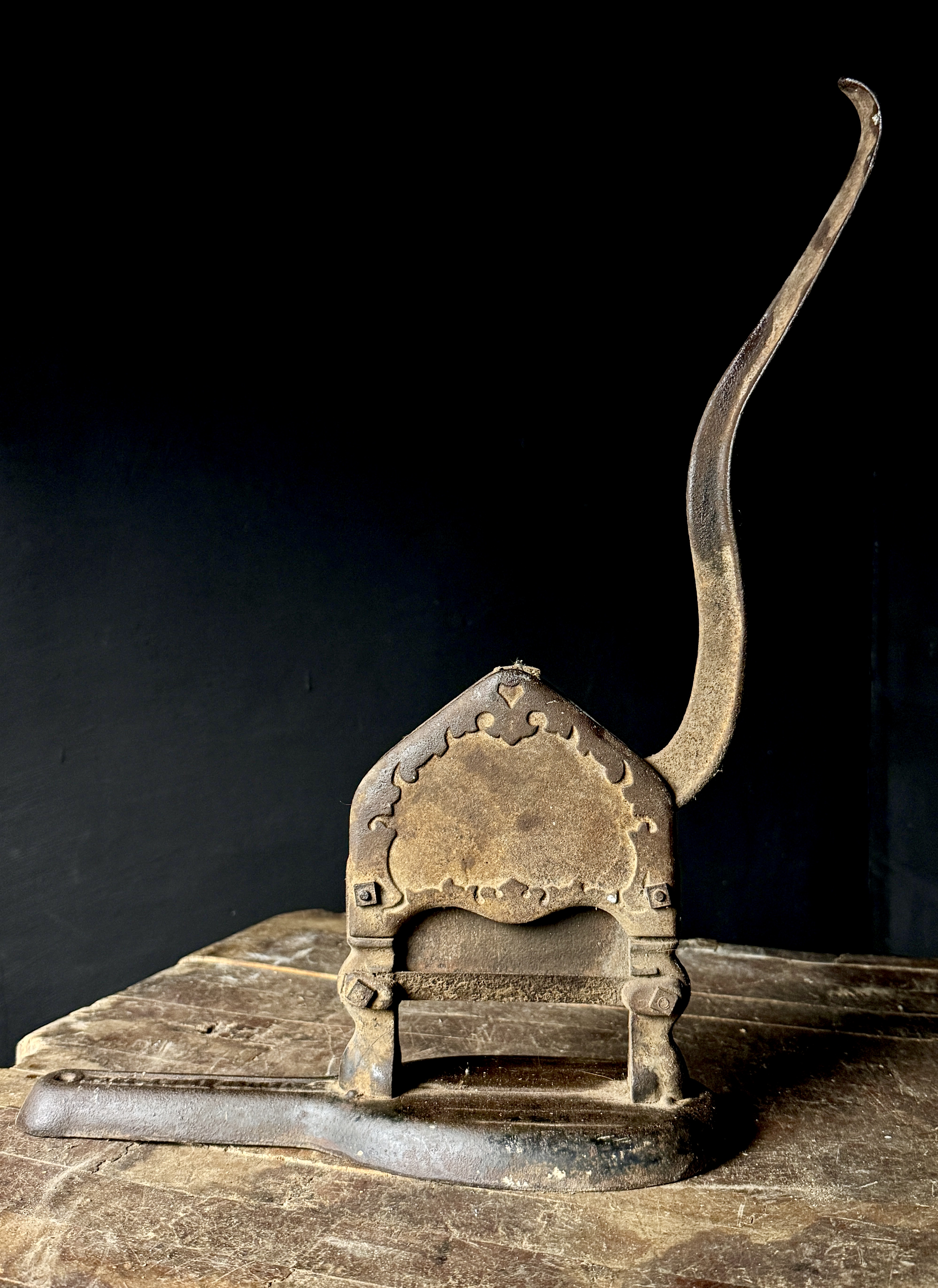 Antique T.C. Johnson Co. Cast Iron Lever-Action Tobacco Cutter, Quincy, Illinois, Patent 1875