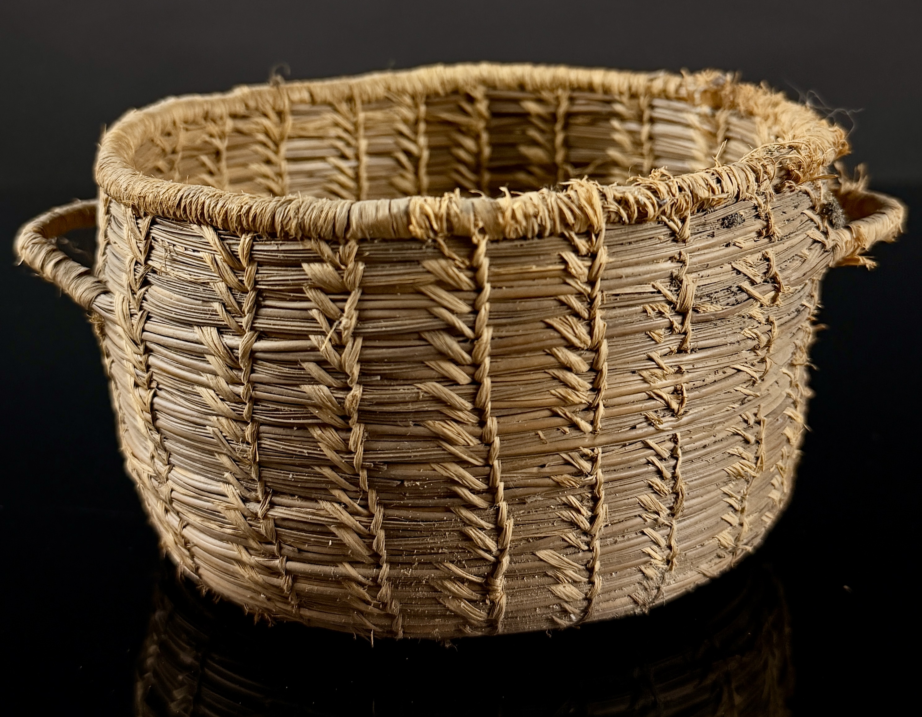 Native American Twined Basket with Loop Handles