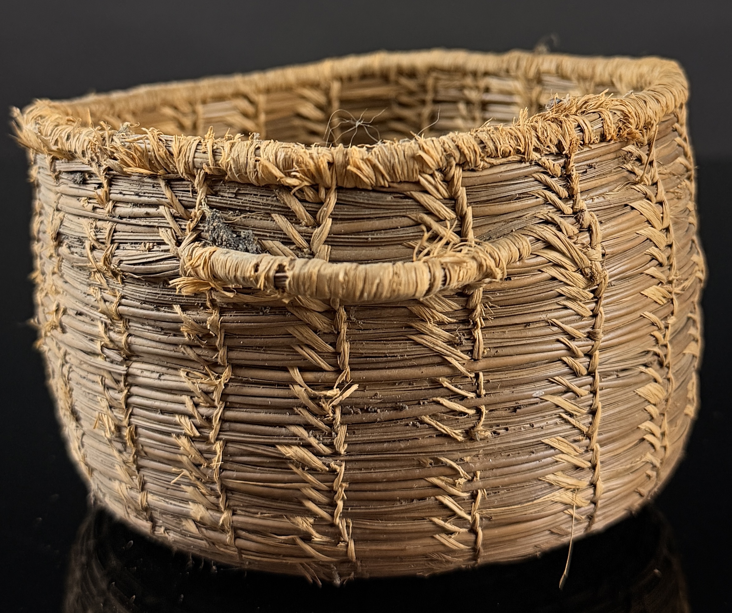 Native American Twined Basket with Loop Handles