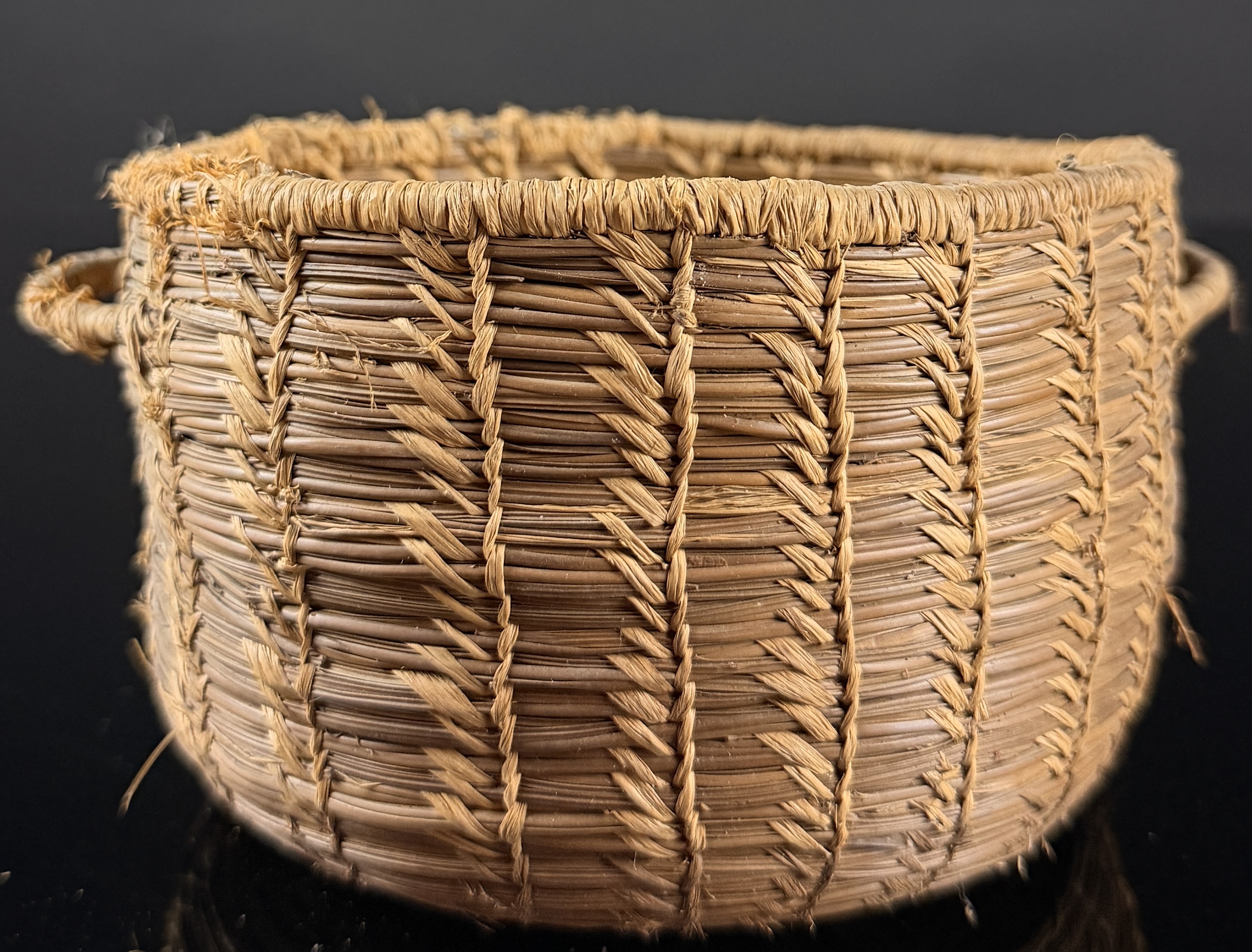 Native American Twined Basket with Loop Handles