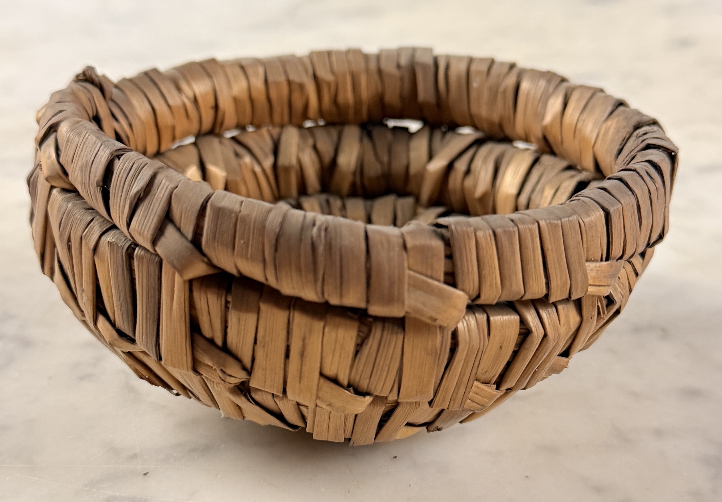 Miniature Coiled Plant Fiber Trinket Basket Bowl