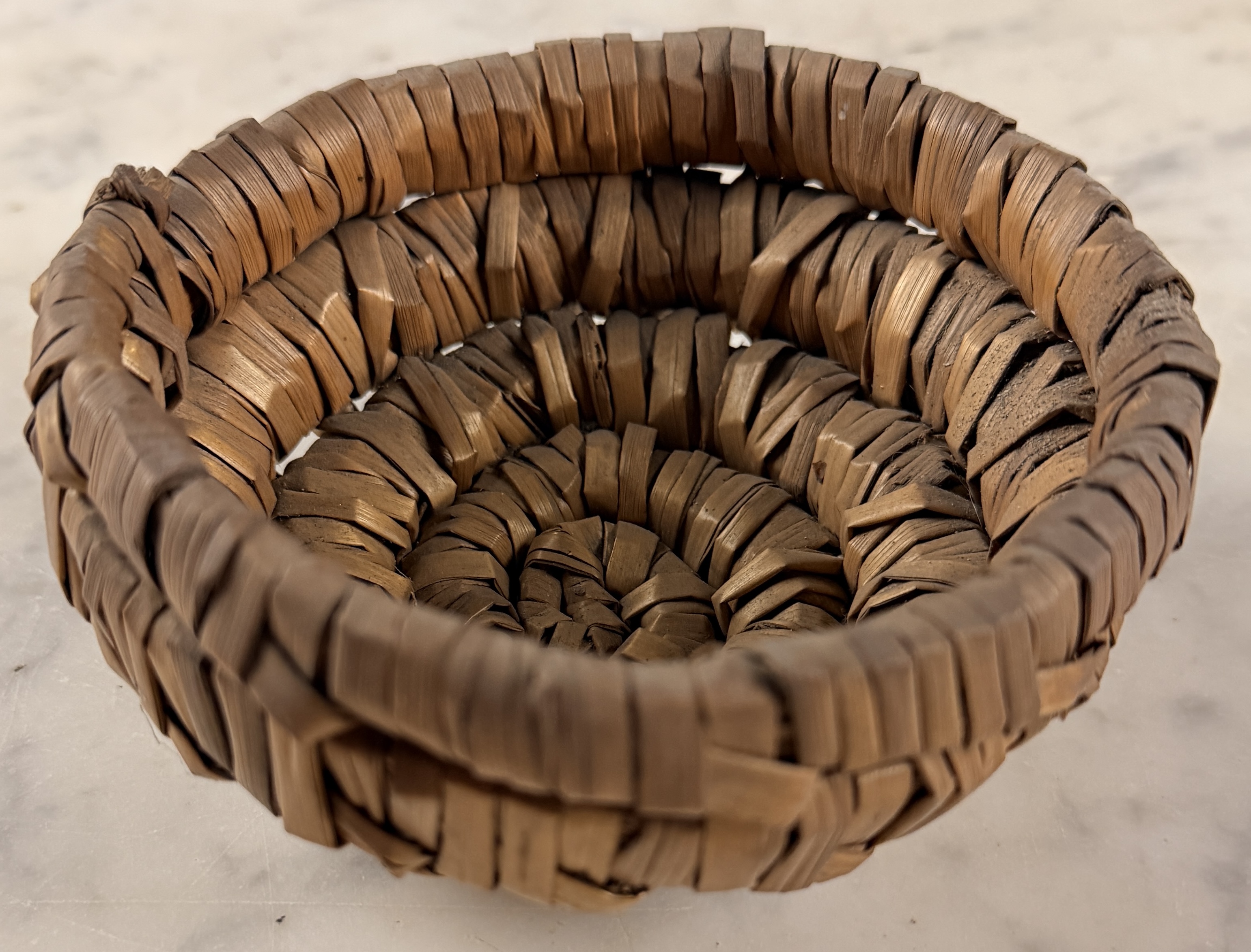 Miniature Coiled Plant Fiber Trinket Basket Bowl
