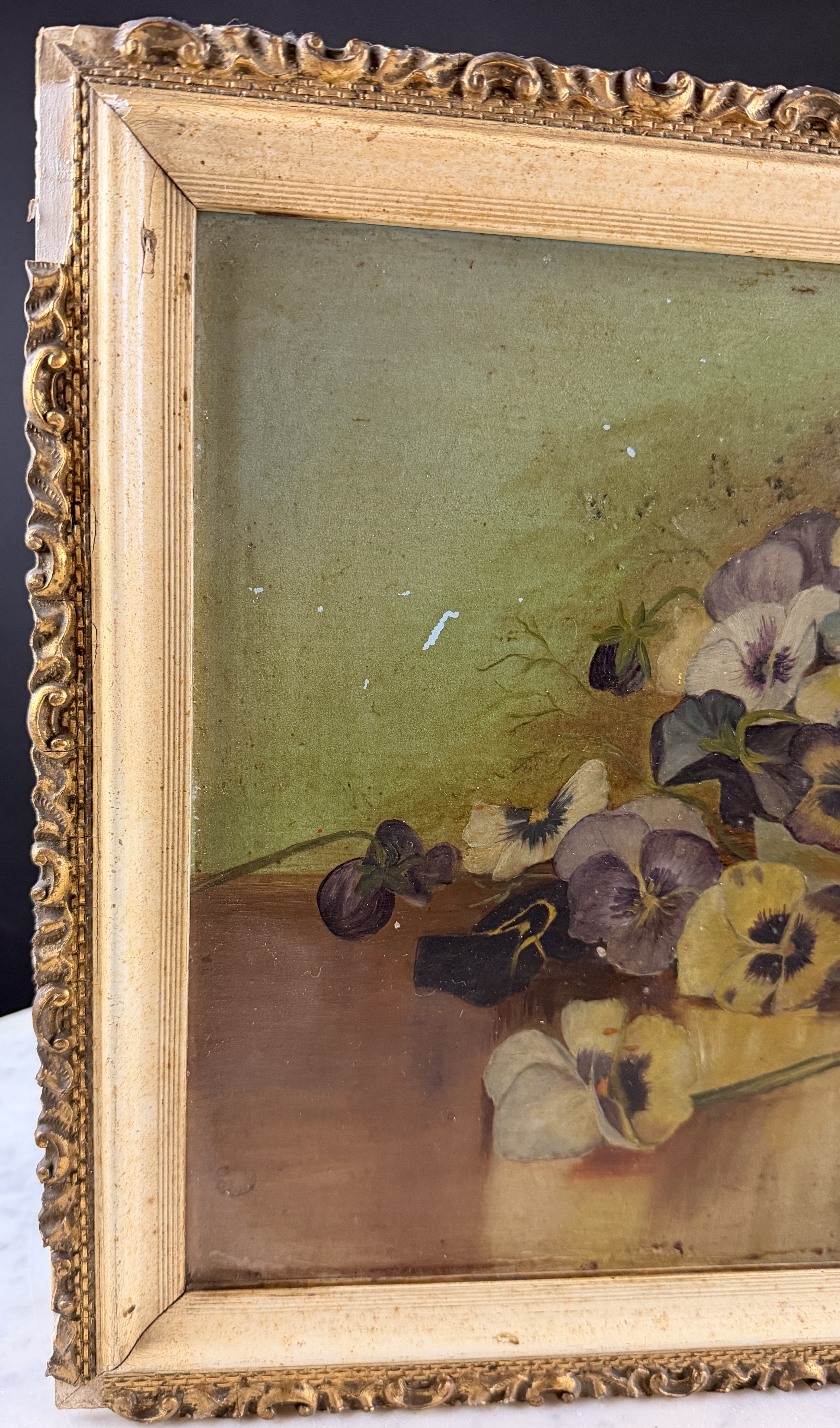 Victorian School Still Life of Pansies, Late 19th Century