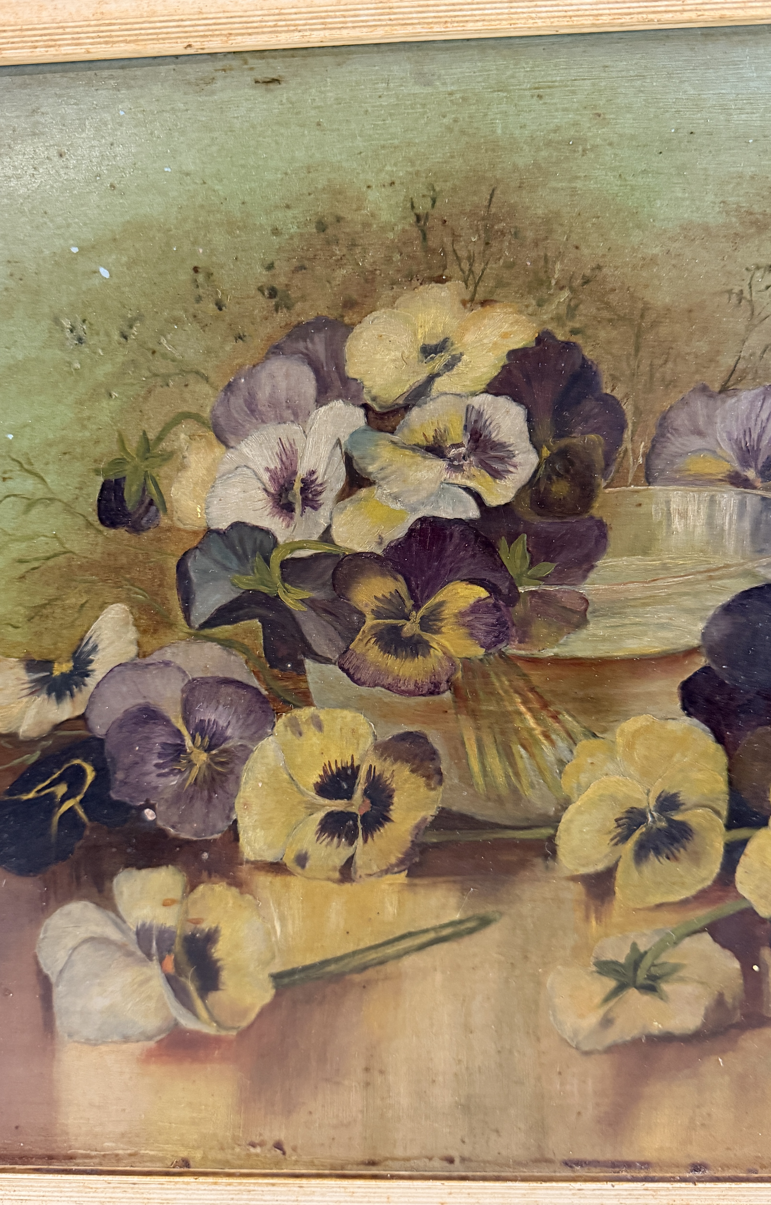 Victorian School Still Life of Pansies, Late 19th Century
