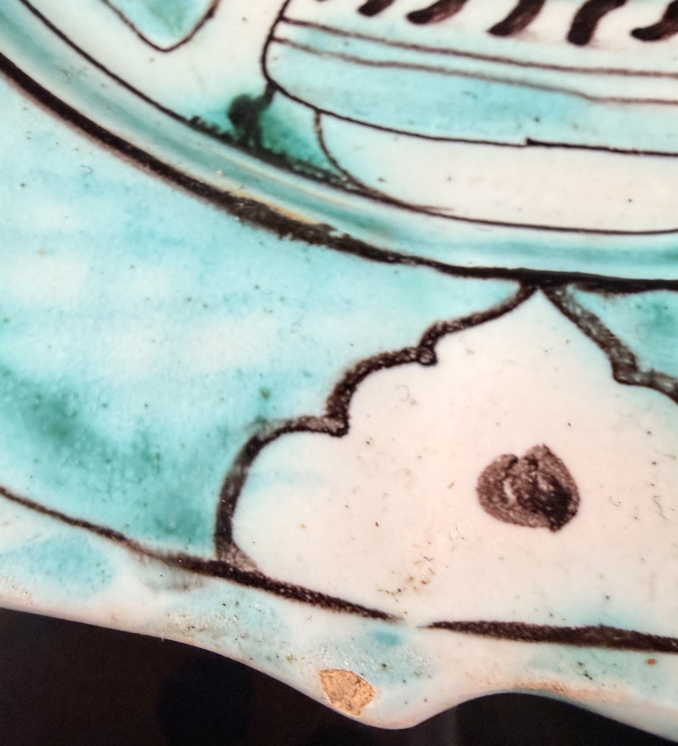 A Seven-Piece Set of Italian Hand-Painted Earthenware Plates in the Medieval Style