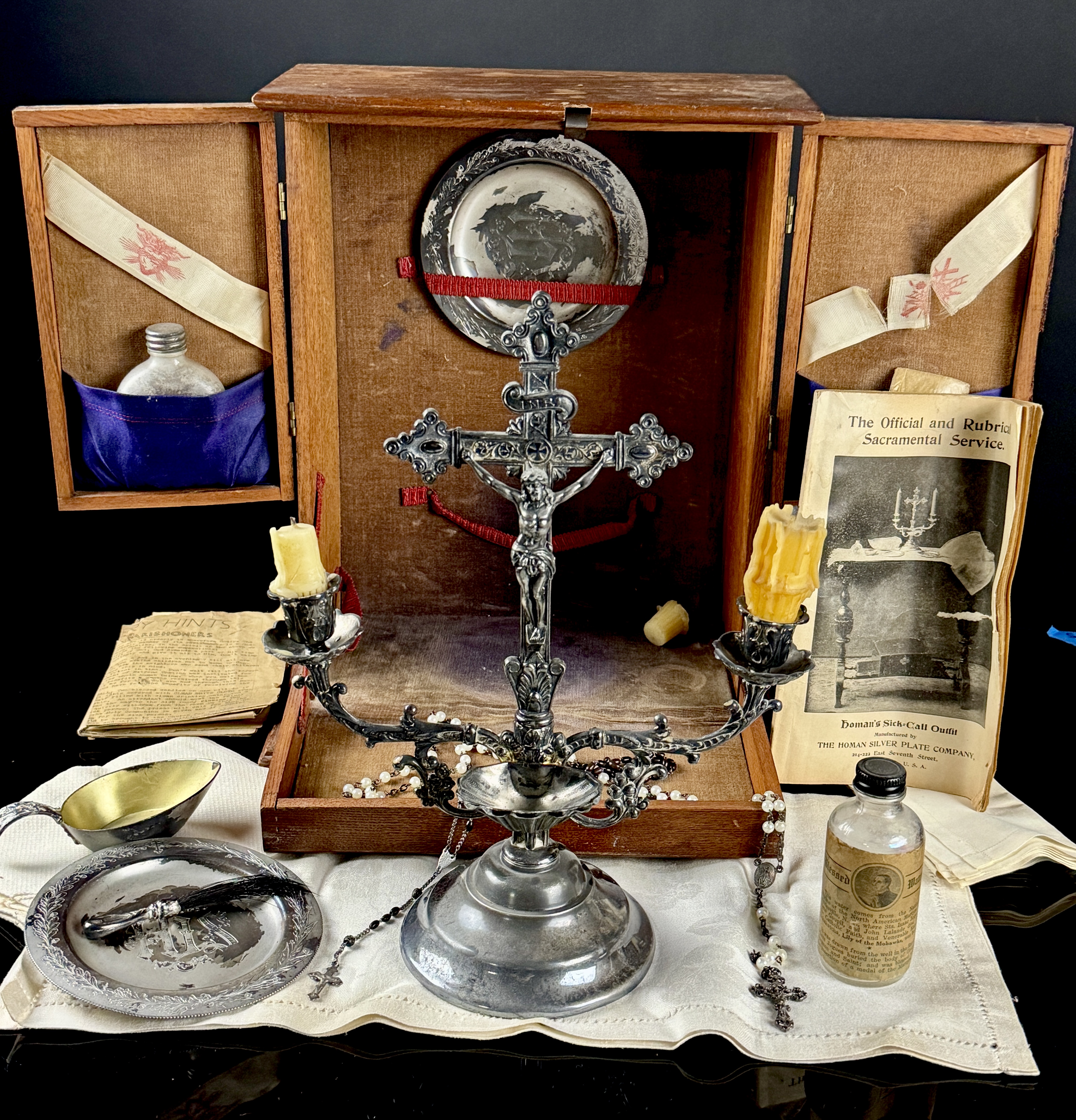 1897 Homan Silver Plate Co. Antique Catholic Sick-Call Last Rites Box