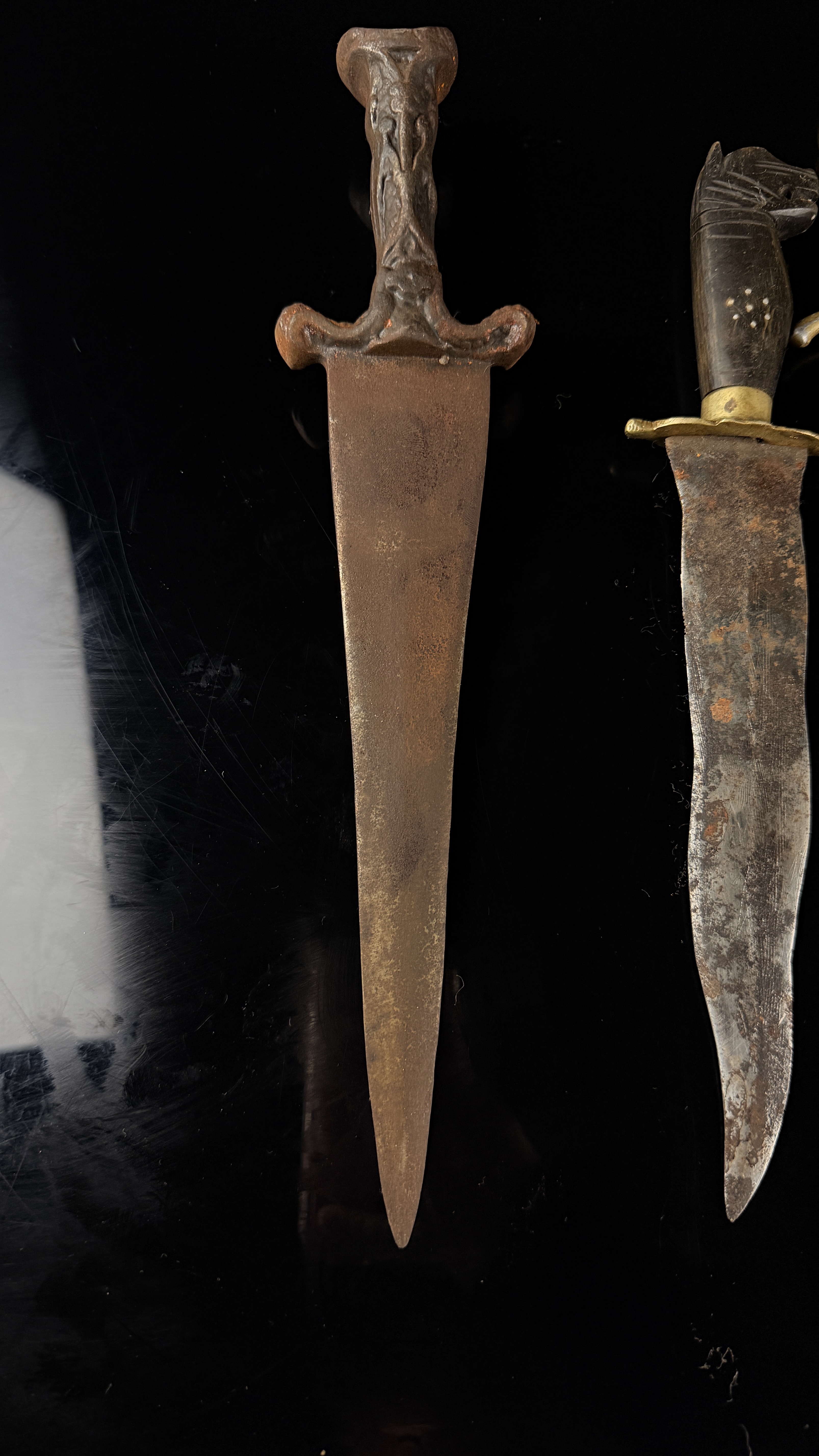 An Assortment of Vintage and Antique Edged Weapons Including British Military Kukri and German Novelty Dagger
