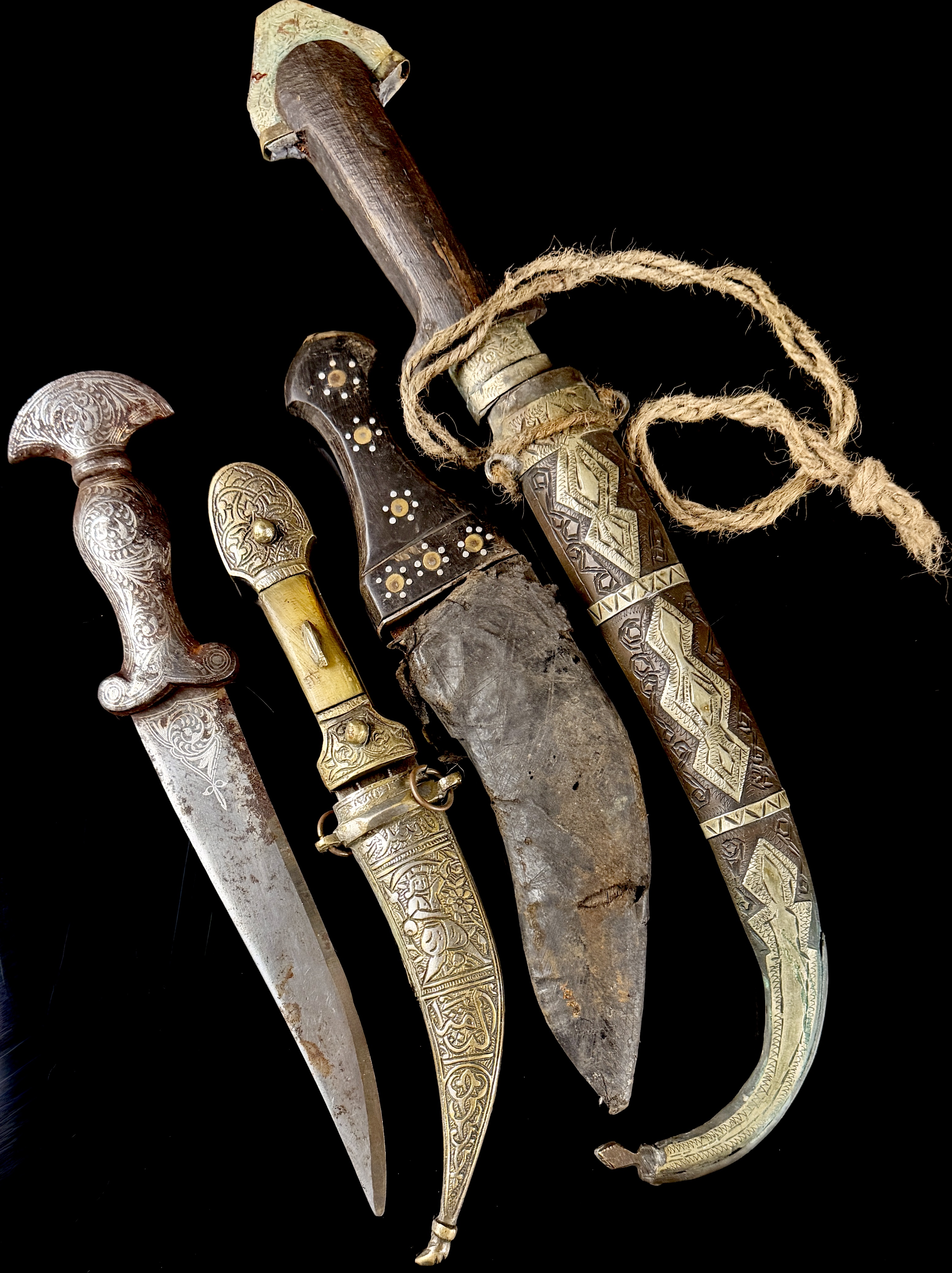 A Collection of North African and Middle Eastern Daggers including Moroccan Koummiya and Sudanese Telek Styles