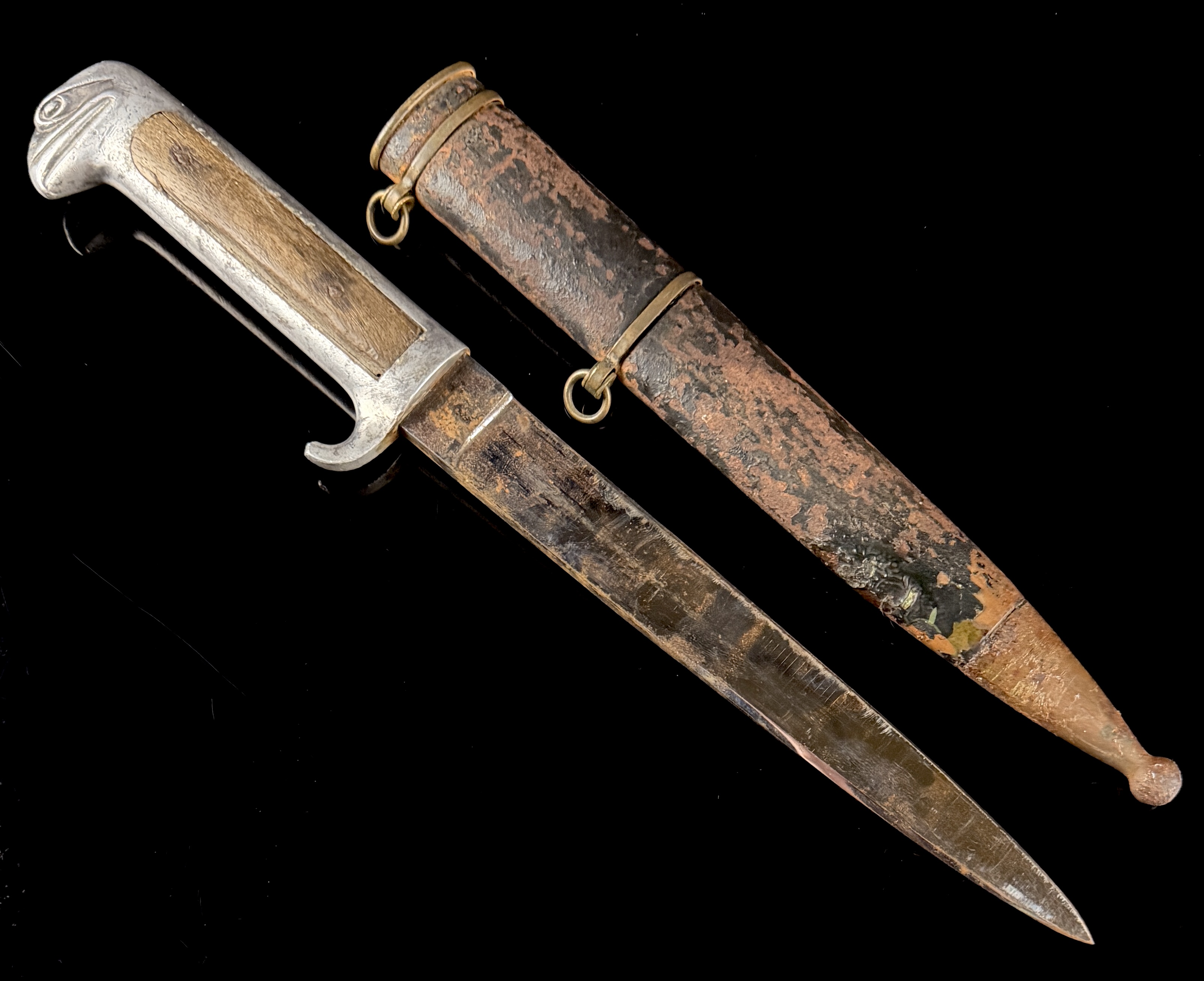 WWII Original Milizia Volontaria per la Sicurezza Nazionale MVSN Blackshirts Eagle Head Dagger
