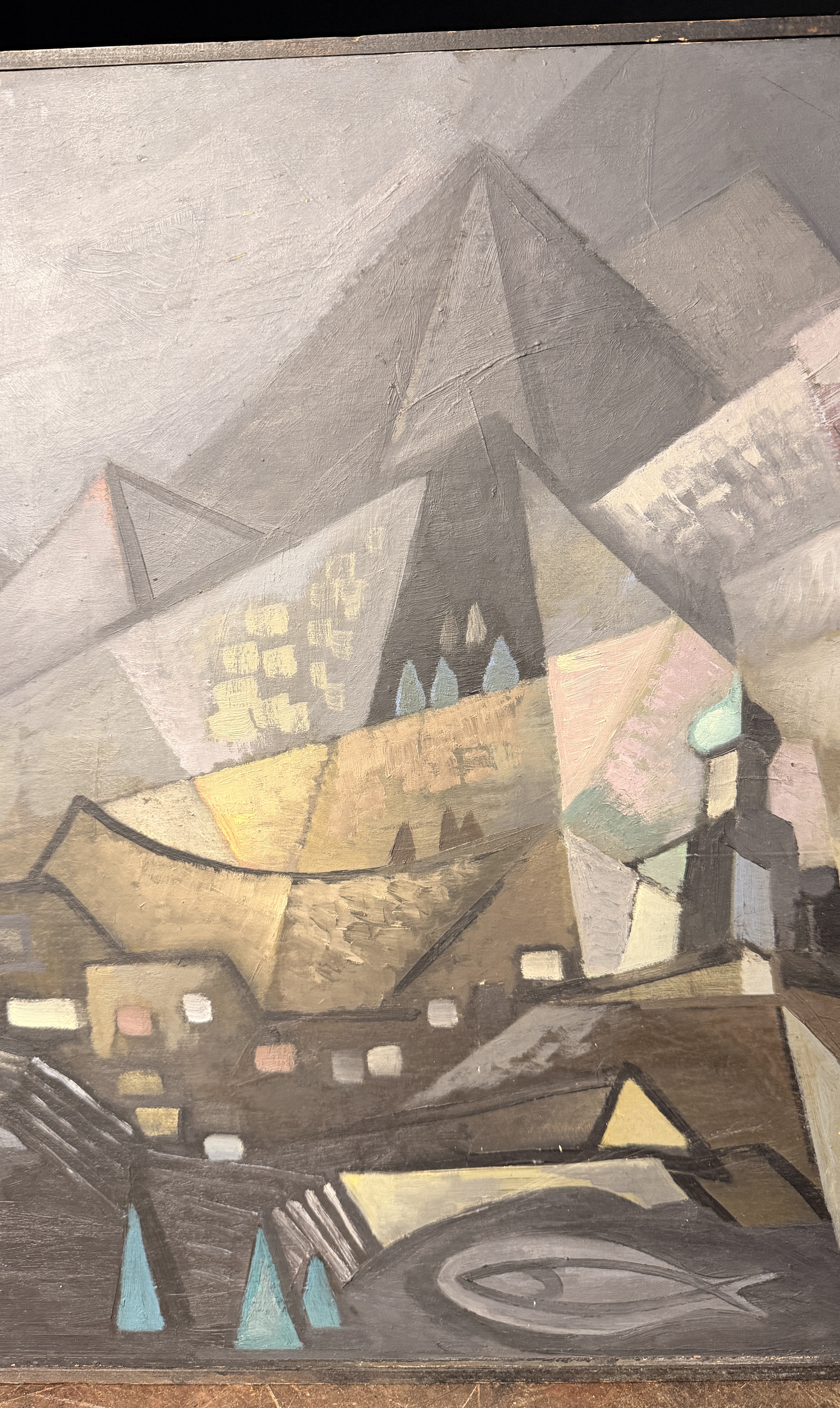 Horst Robert Bonsack Cubist Abstract Landscape Painting