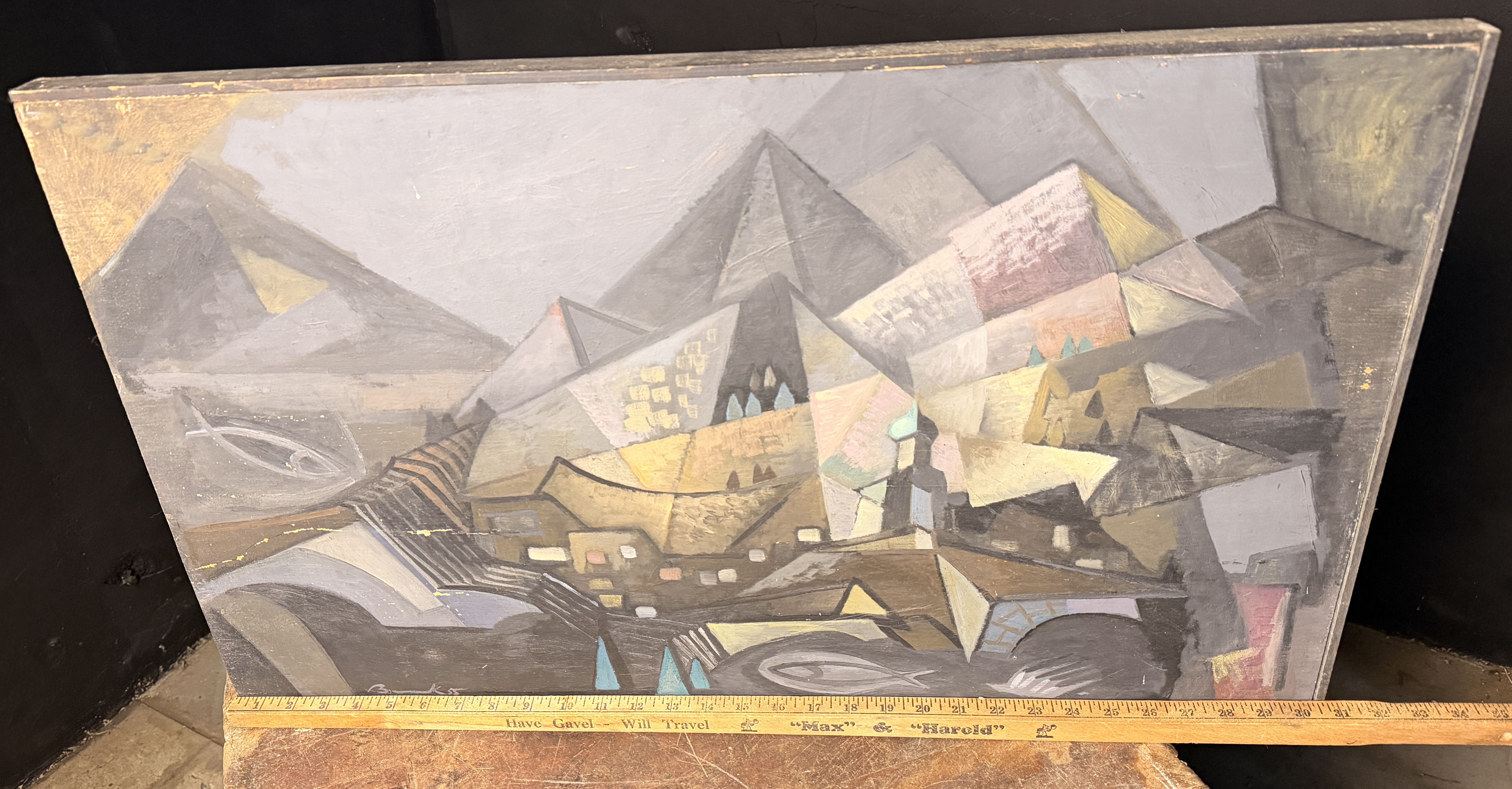 Horst Robert Bonsack Cubist Abstract Landscape Painting