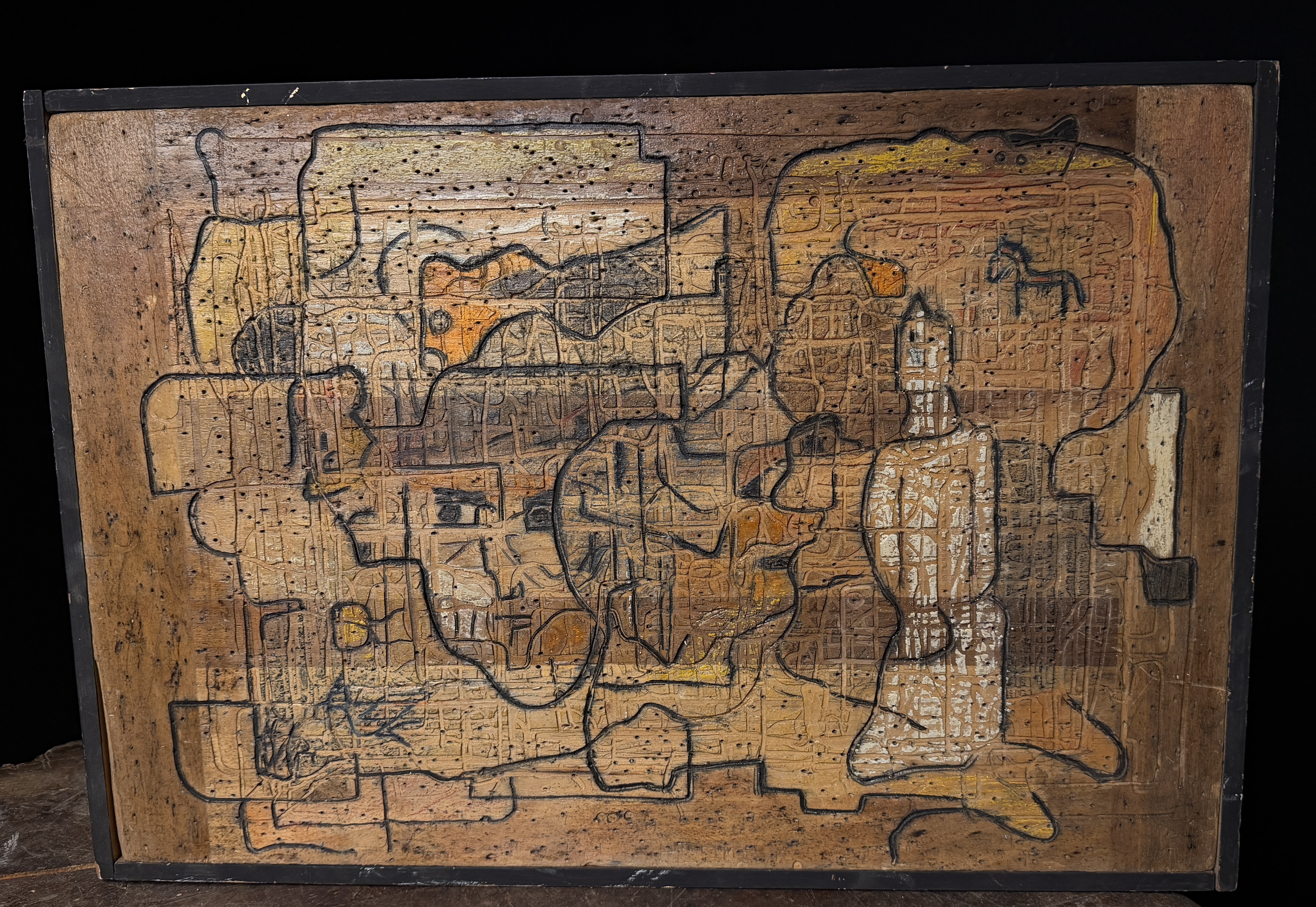 Alfonsas Dargis and A. Wieber Abstract Mixed Media Artwork