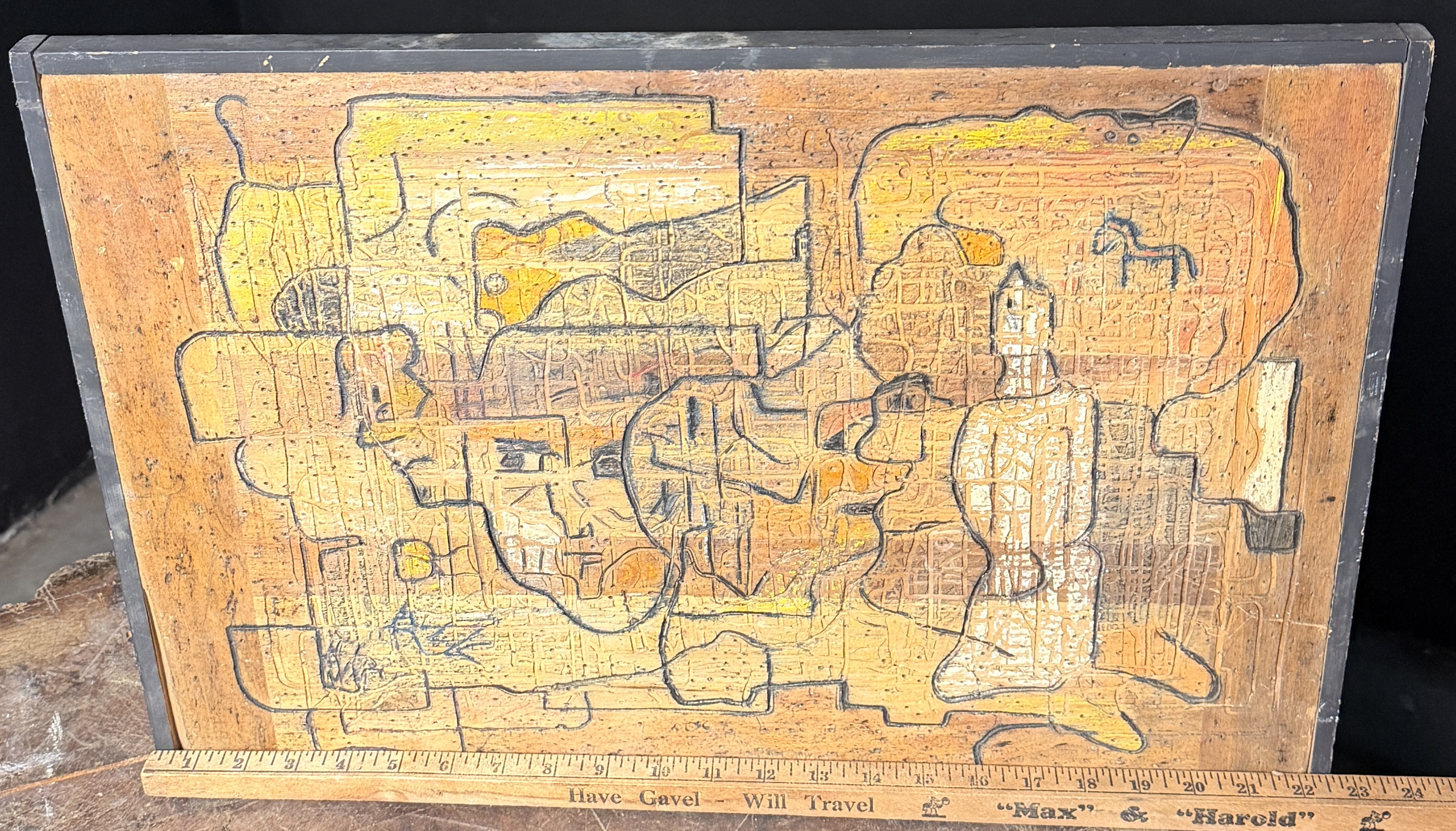 Alfonsas Dargis and A. Wieber Abstract Mixed Media Artwork