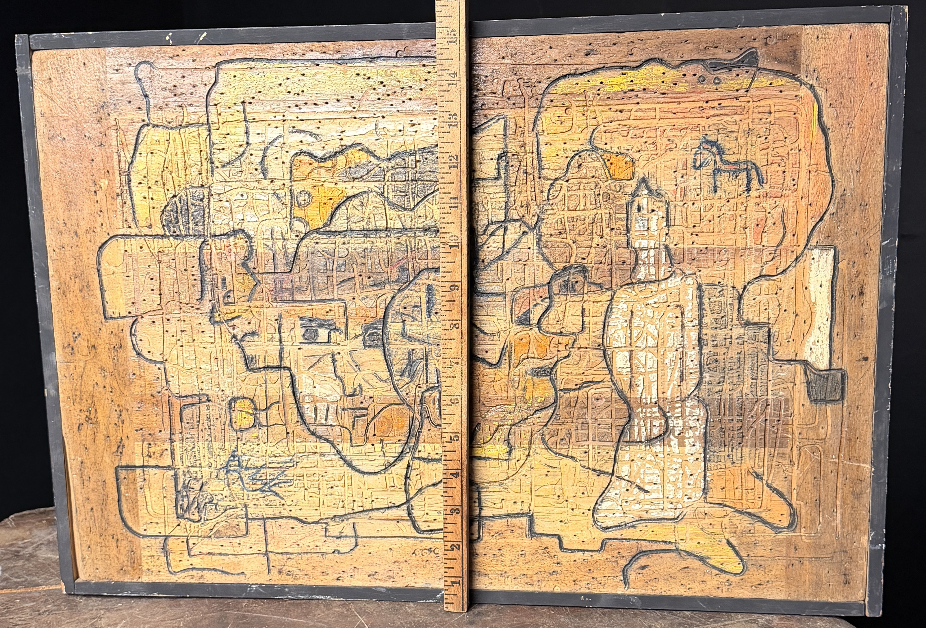 Alfonsas Dargis and A. Wieber Abstract Mixed Media Artwork