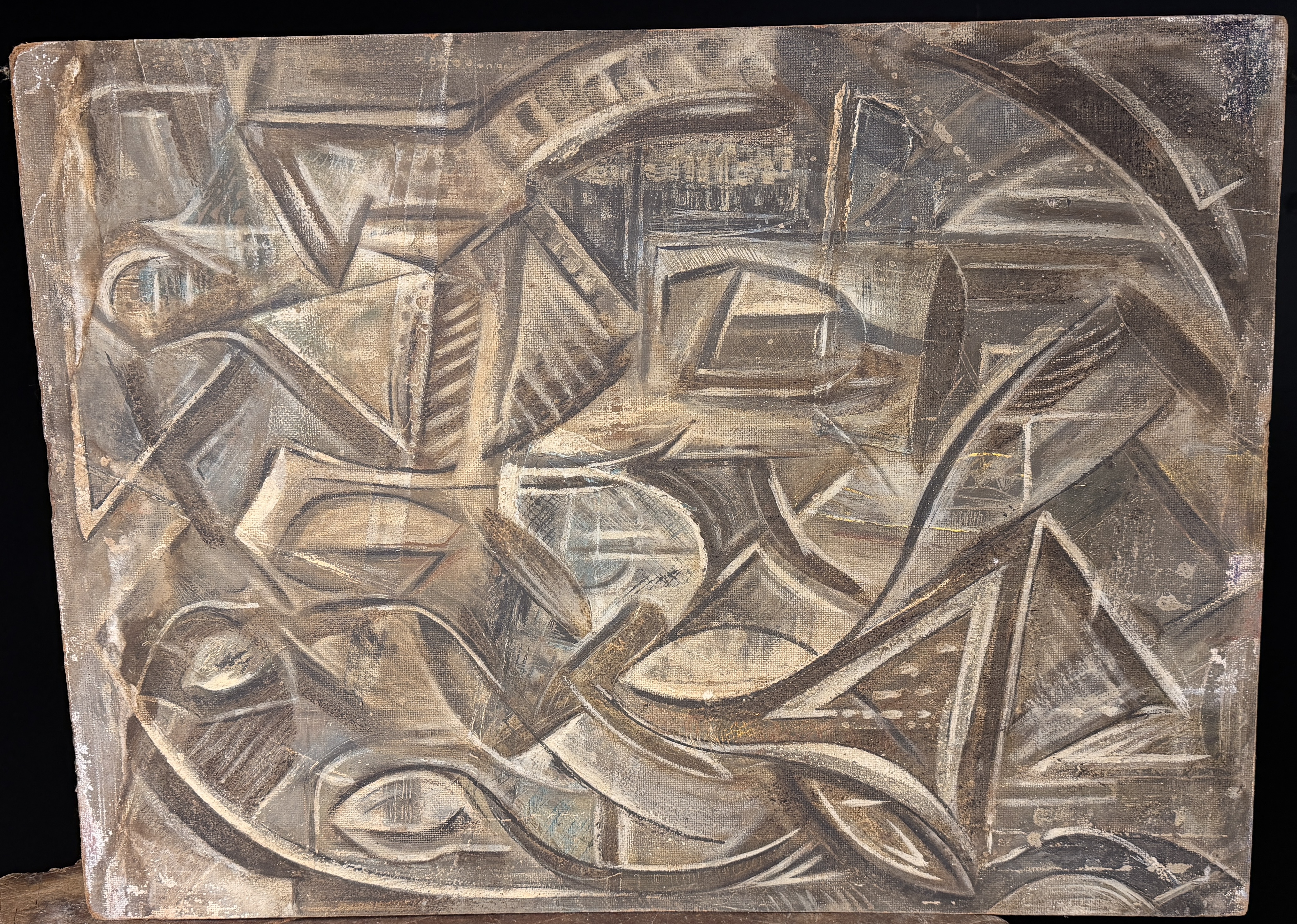 Mid-Century Modernist Double-Sided Abstract Painting on Board