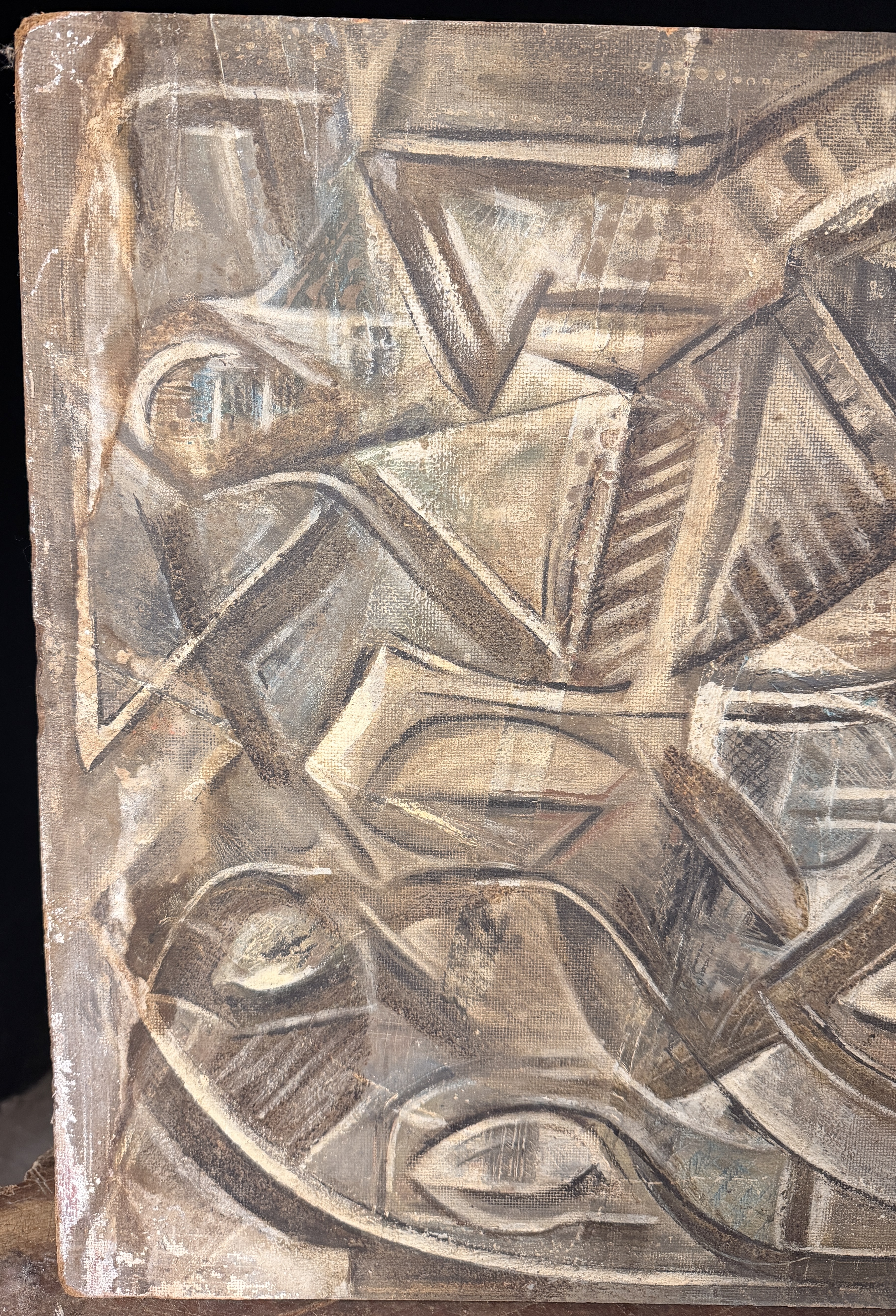 Mid-Century Modernist Double-Sided Abstract Painting on Board