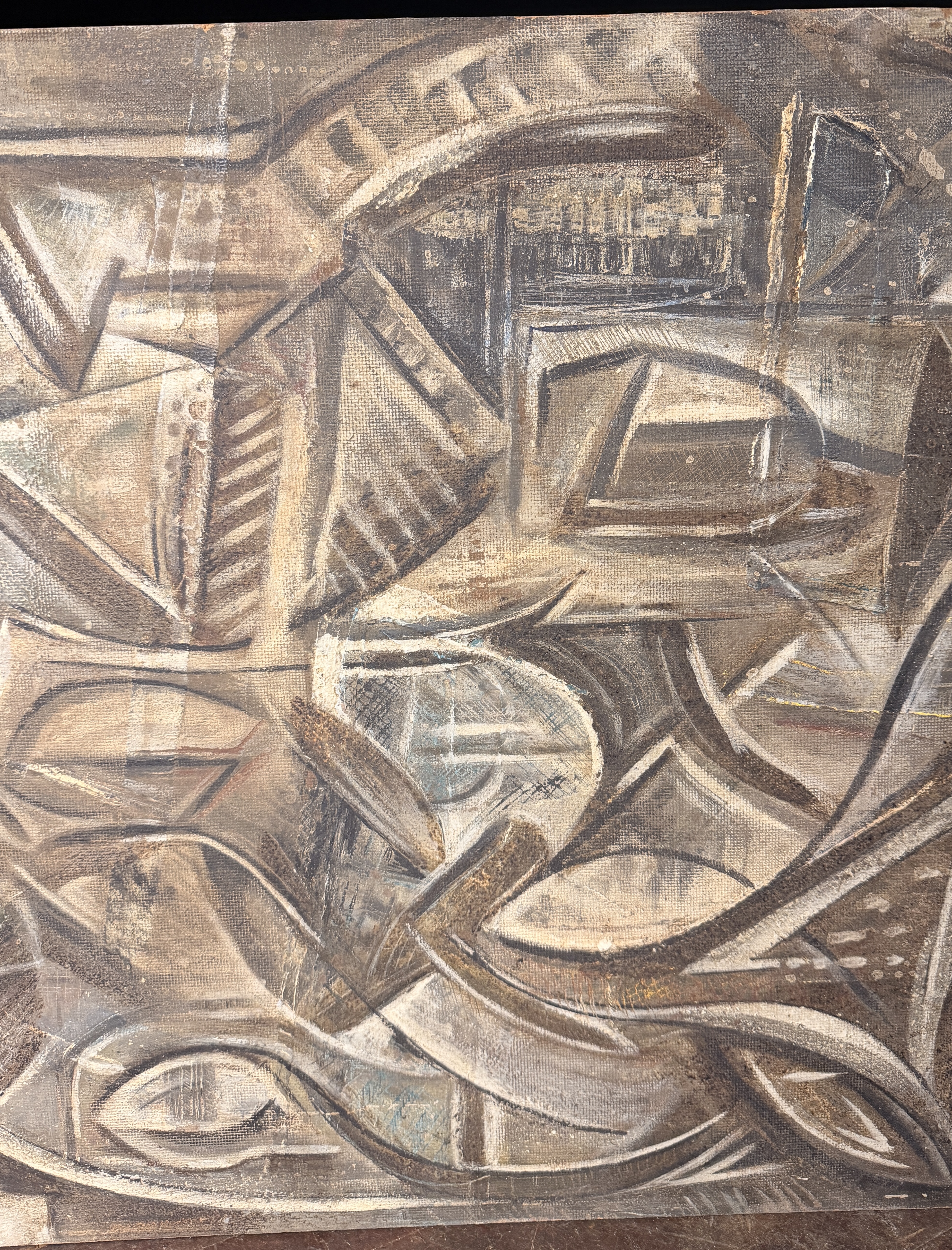 Mid-Century Modernist Double-Sided Abstract Painting on Board