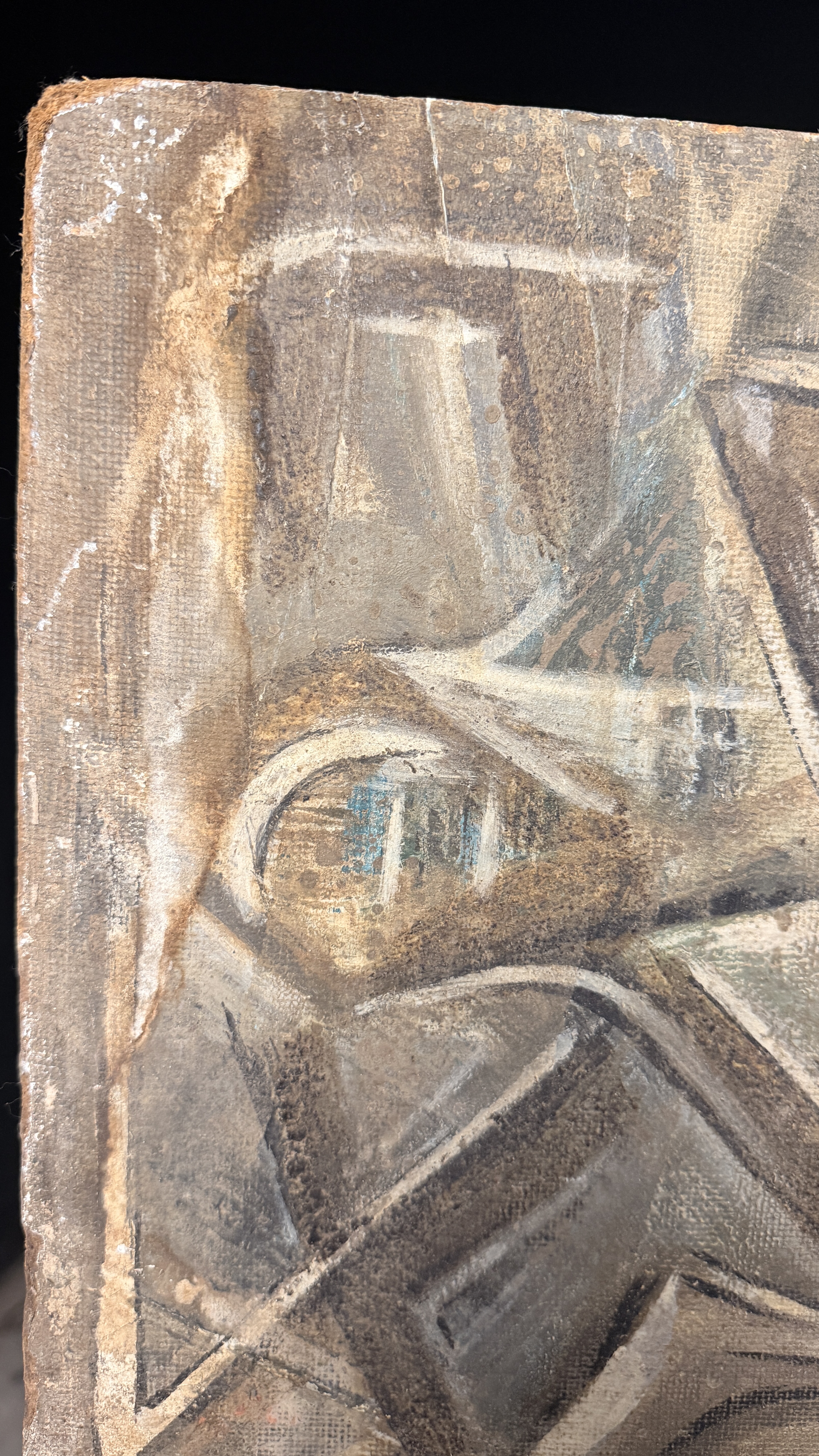 Mid-Century Modernist Double-Sided Abstract Painting on Board