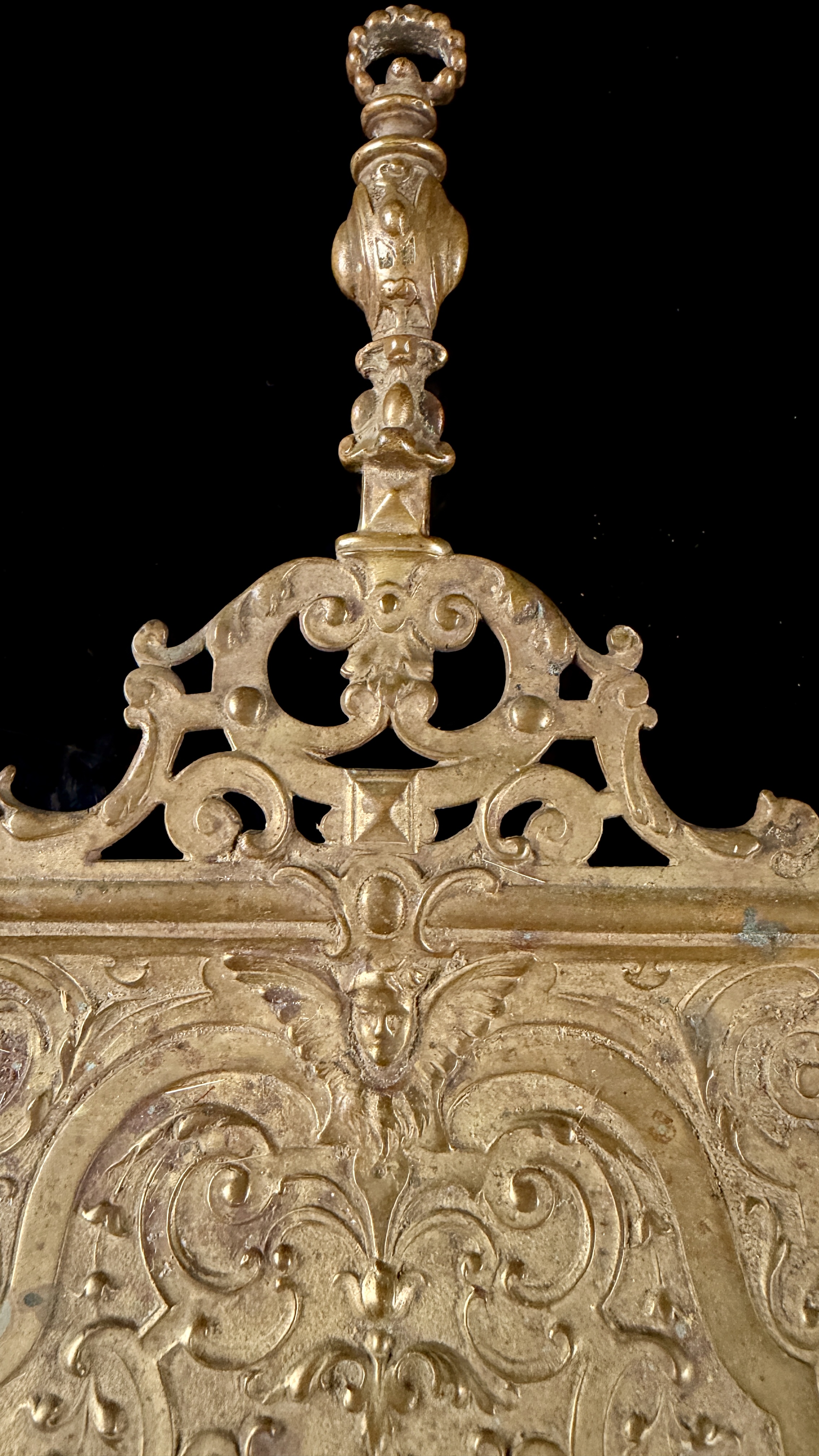 Victorian Era Neo-Renaissance Style Cast Brass Crumb Tray and Matching Brush Set