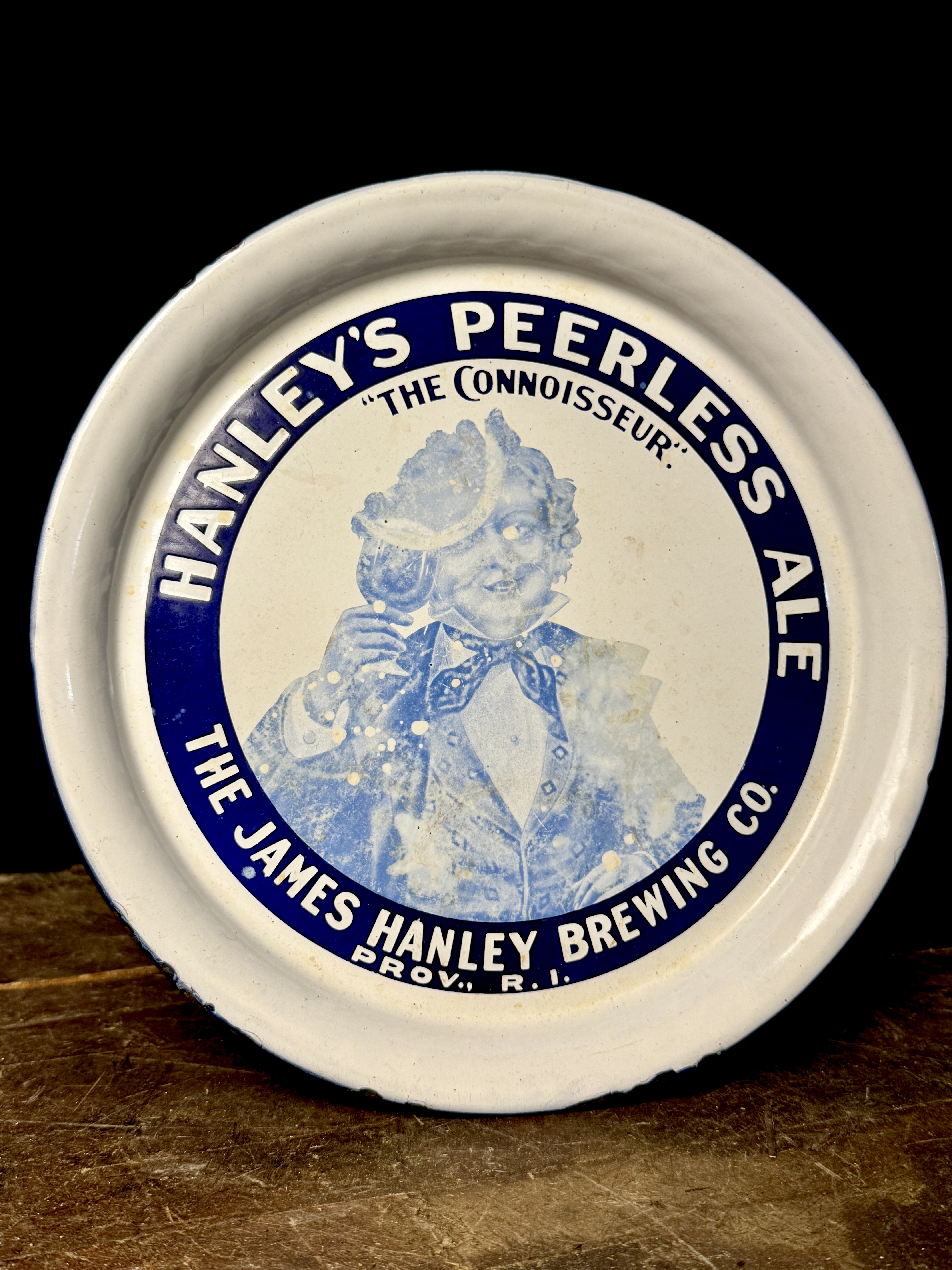 James Hanley Brewing Co Hanleys Peerless Ale Porcelain Enamel Tray by The Baltimore Enamel and Novelty Co