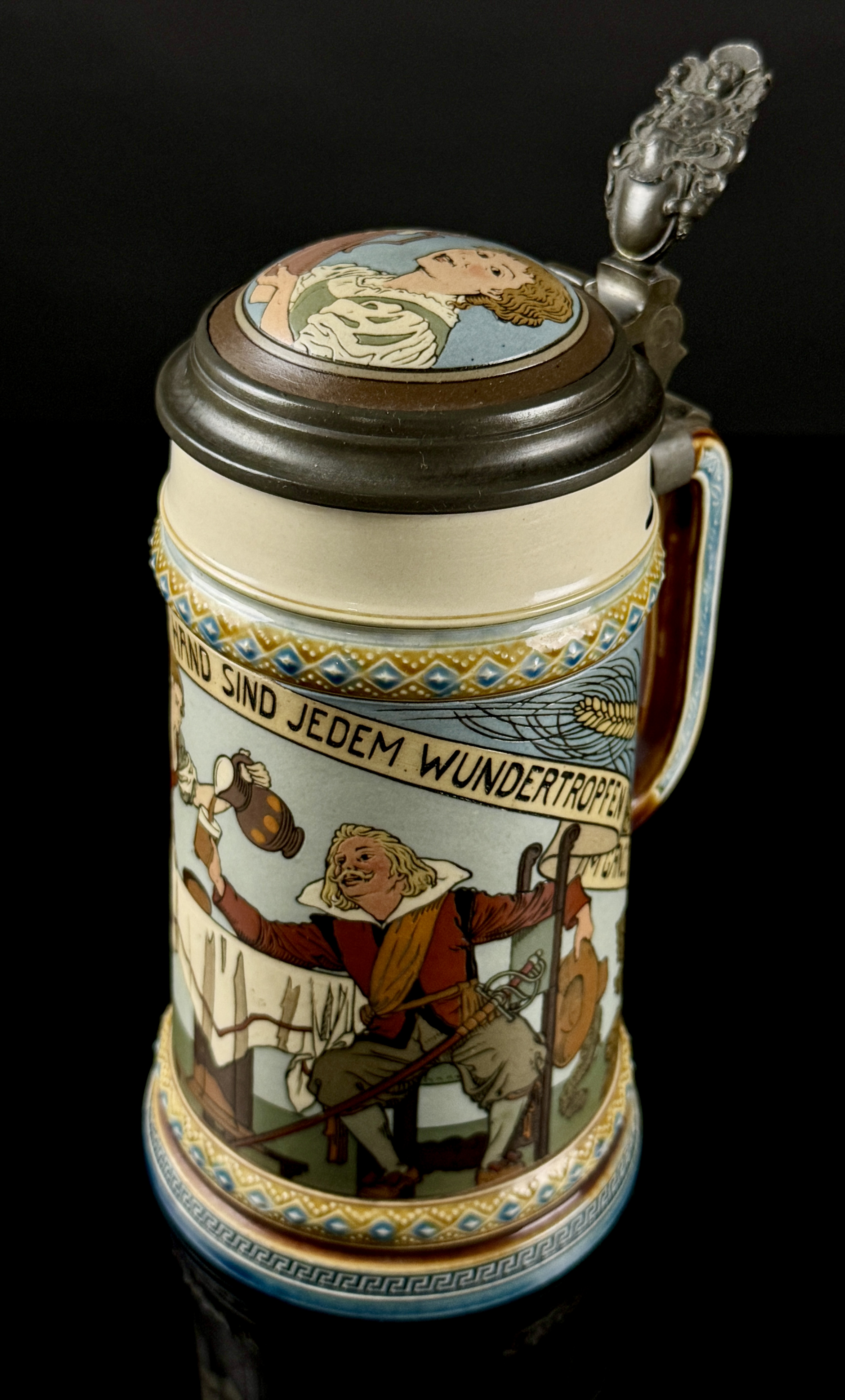 Mettlach 1/2 Liter Beer Stein Mold 2640 Drinker with Saying