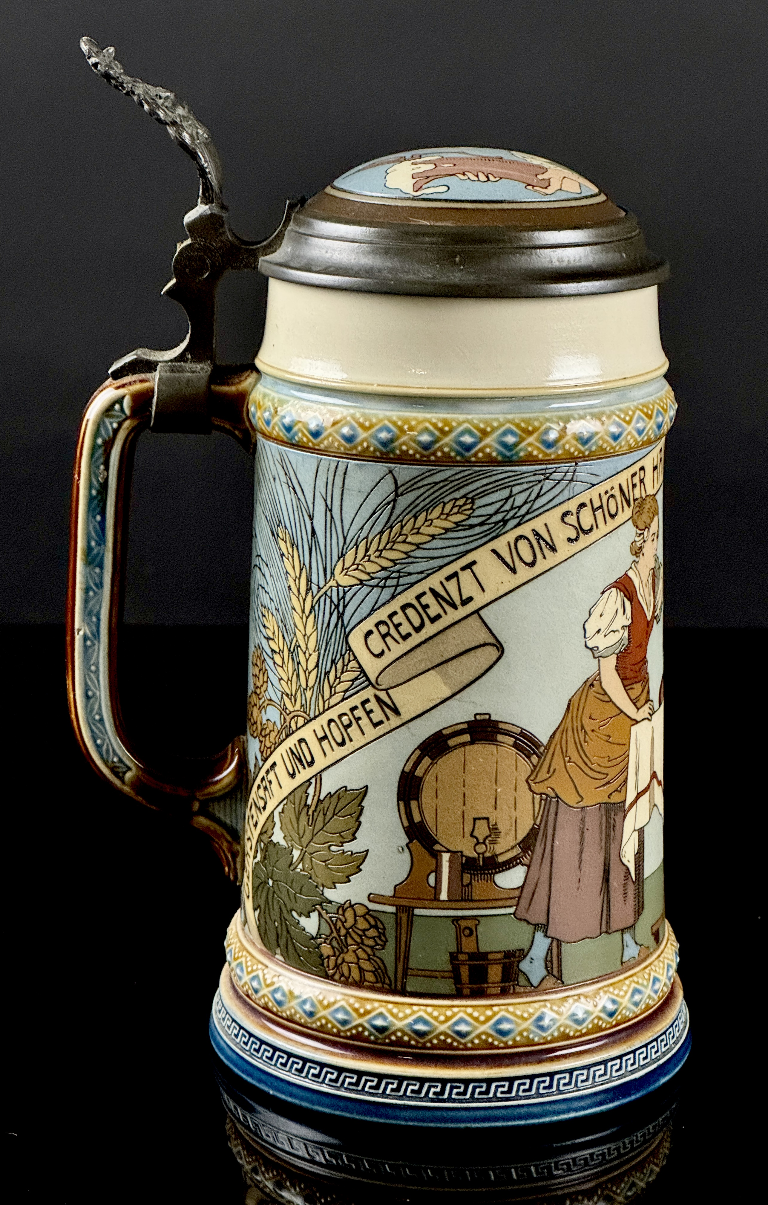 Mettlach 1/2 Liter Beer Stein Mold 2640 Drinker with Saying