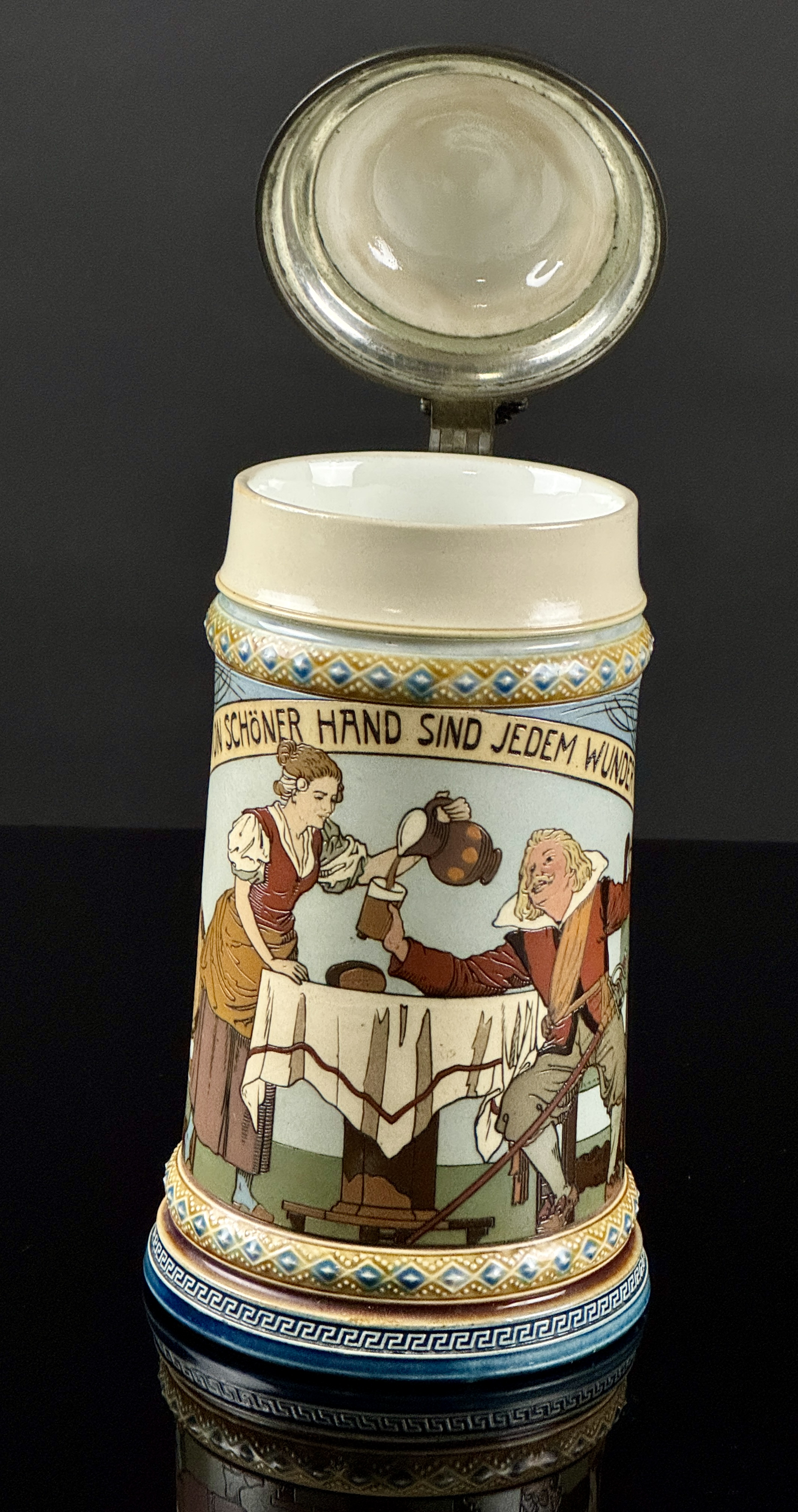 Mettlach 1/2 Liter Beer Stein Mold 2640 Drinker with Saying