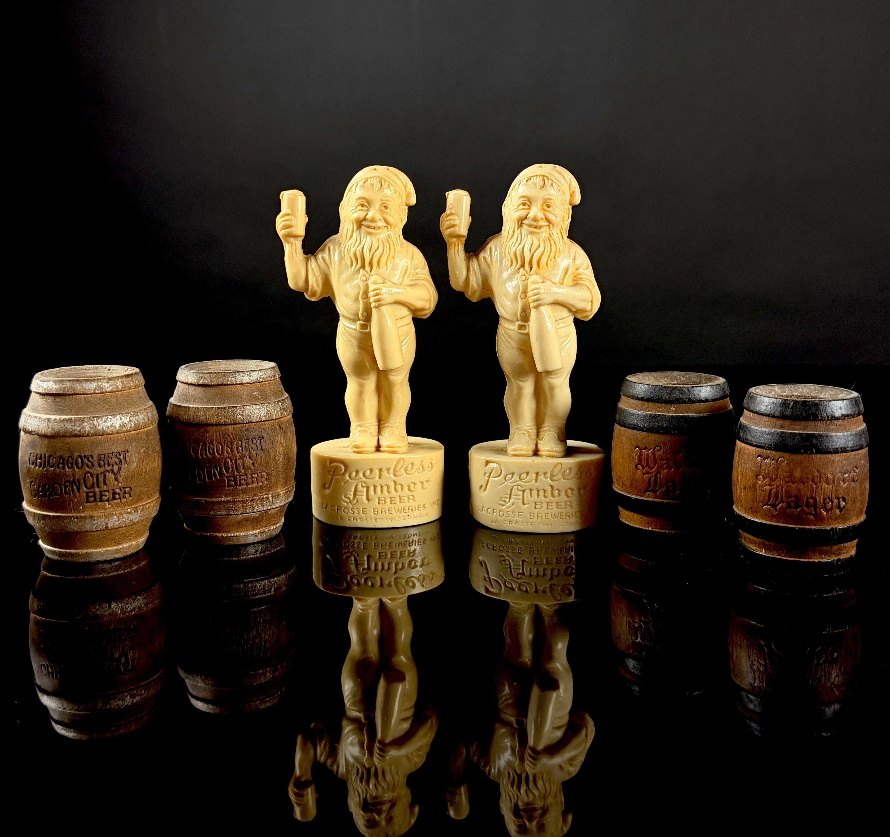 A Collection of Six Vintage Breweriana Advertising Salt and Pepper Shakers