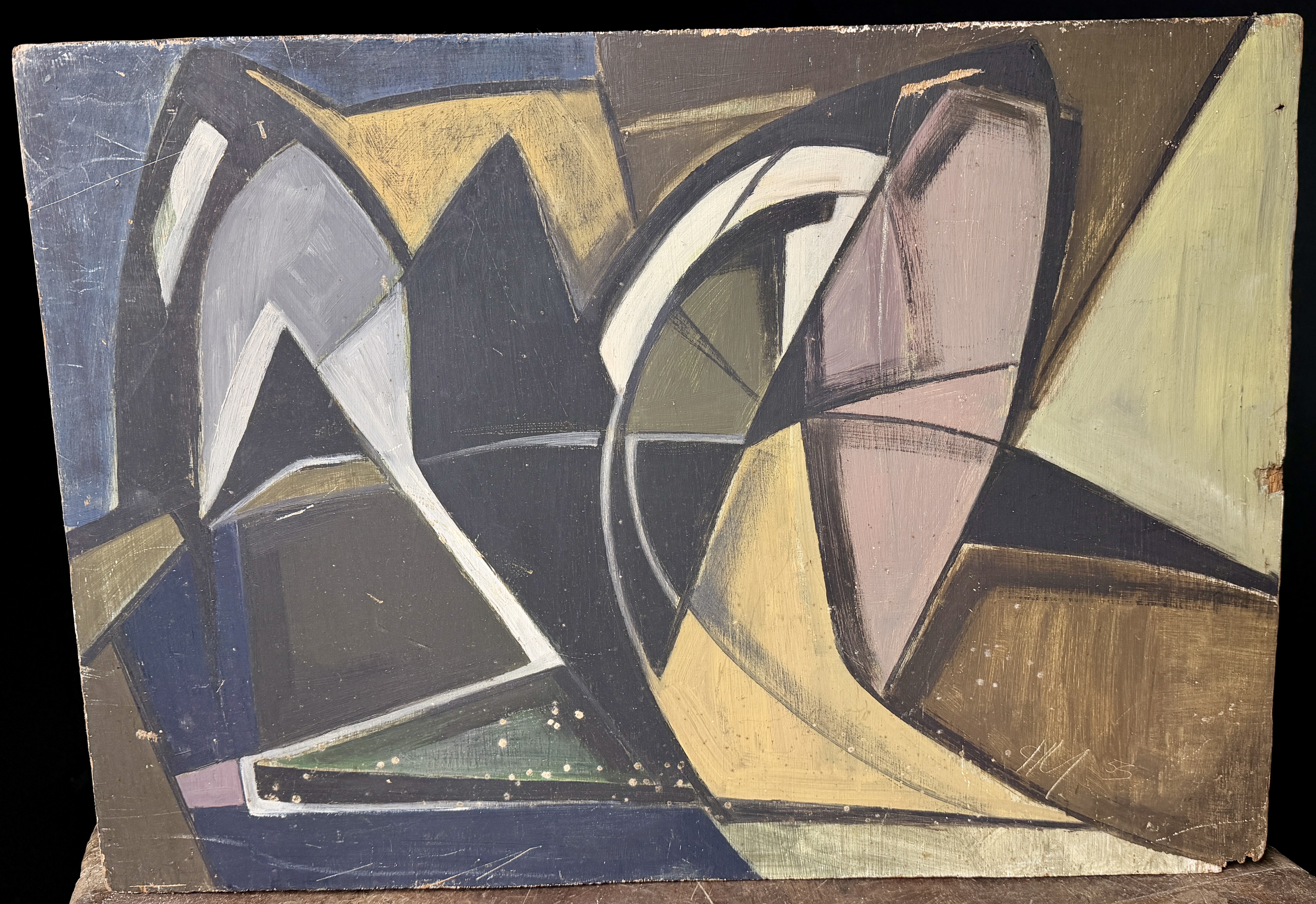 Horst Robert Bonsack Attributed Mid-Century Geometric Abstract Painting
