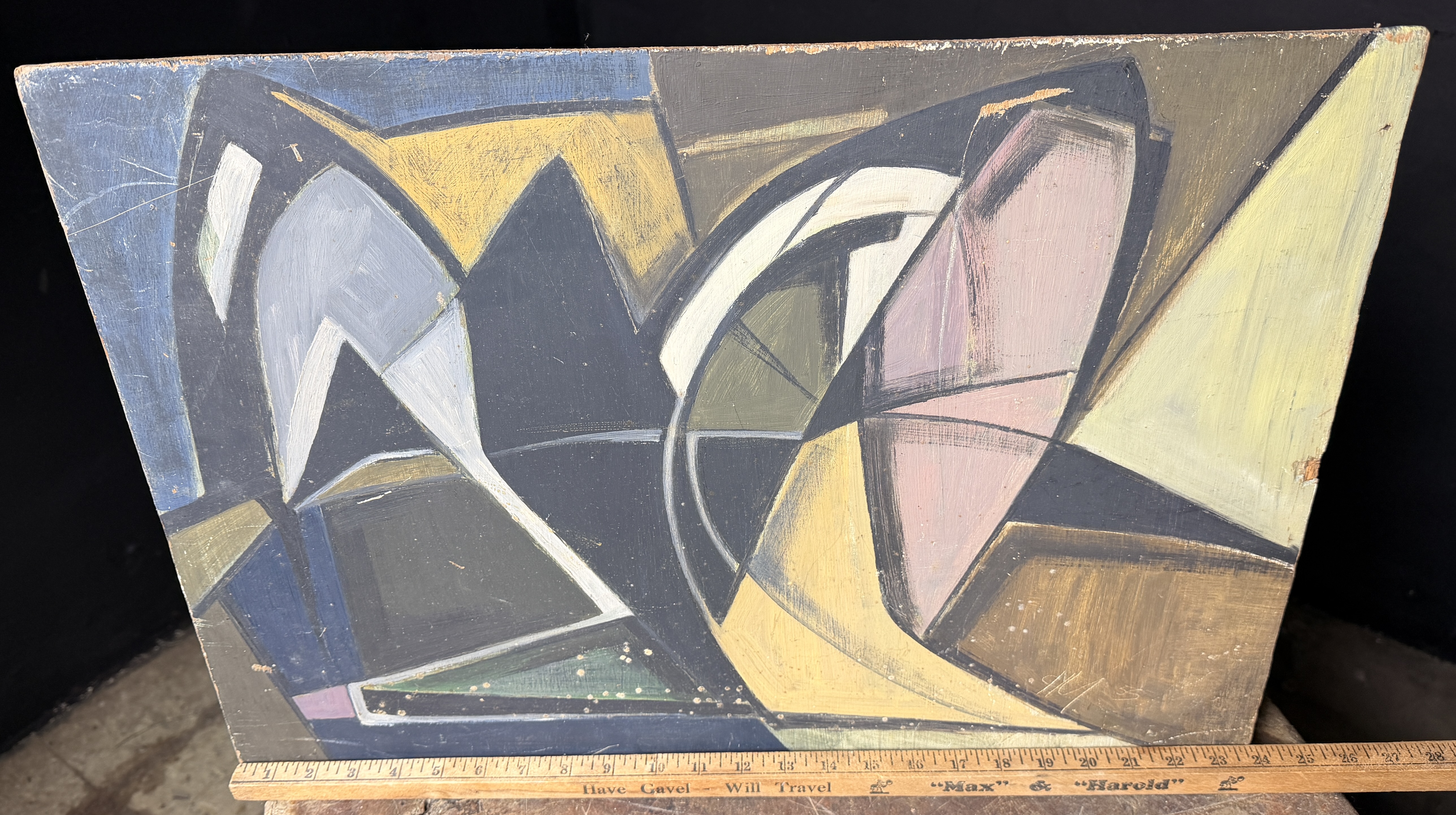 Horst Robert Bonsack Attributed Mid-Century Geometric Abstract Painting