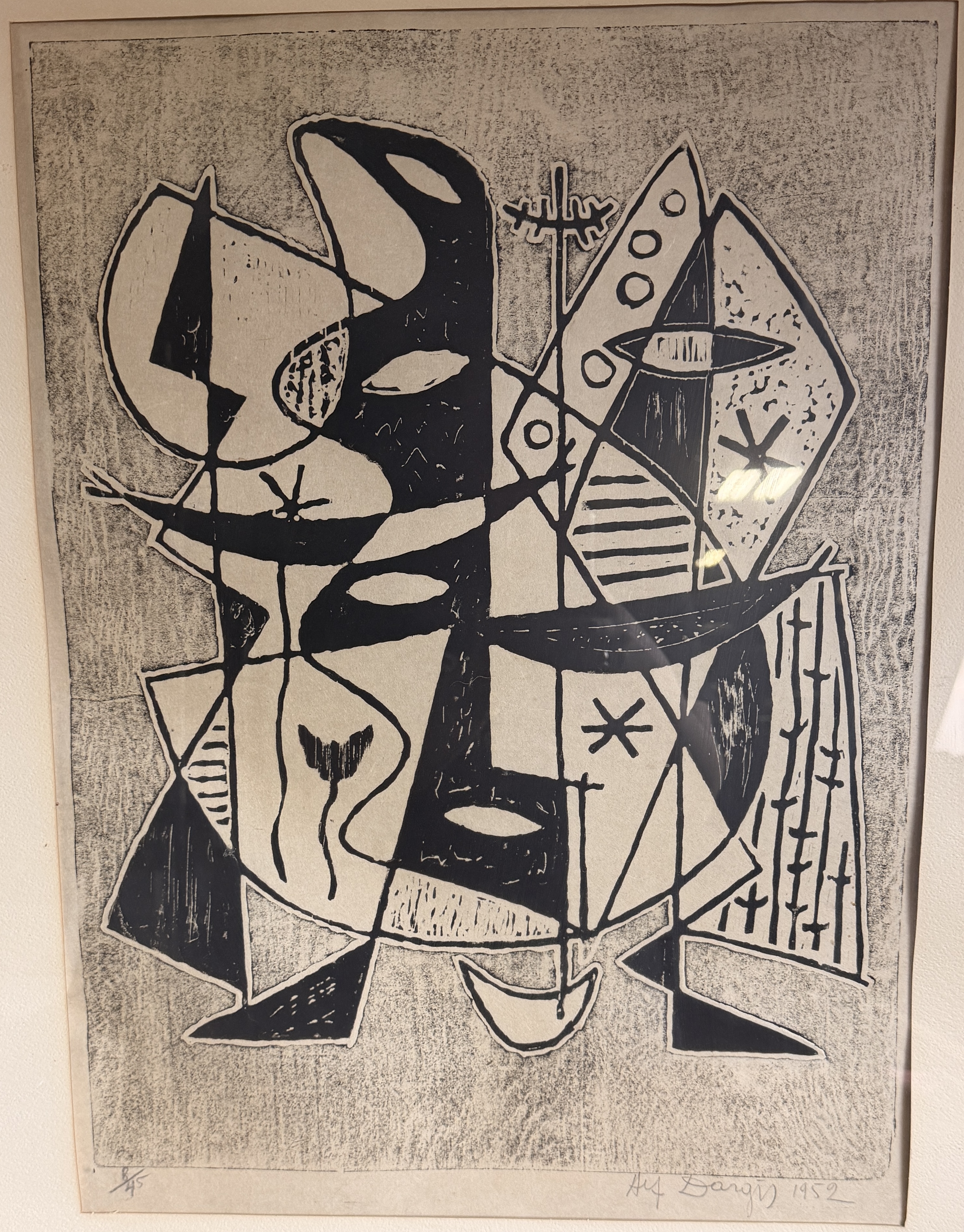Alfonsas Dargis, Abstract Composition, 1952, Etching and Aquatint