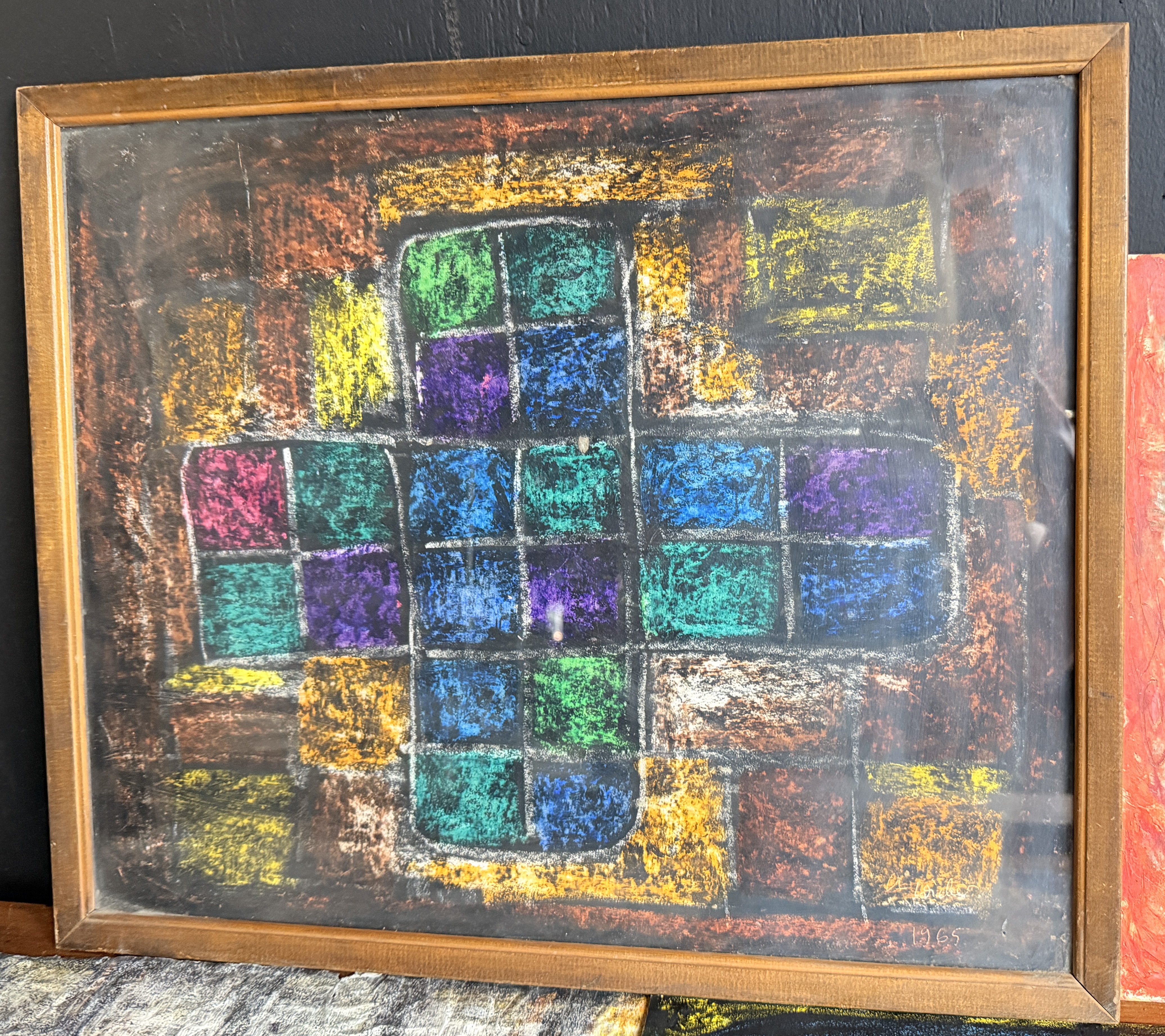 Collection of Four Mid-Century Abstract Artworks by A. Wieber