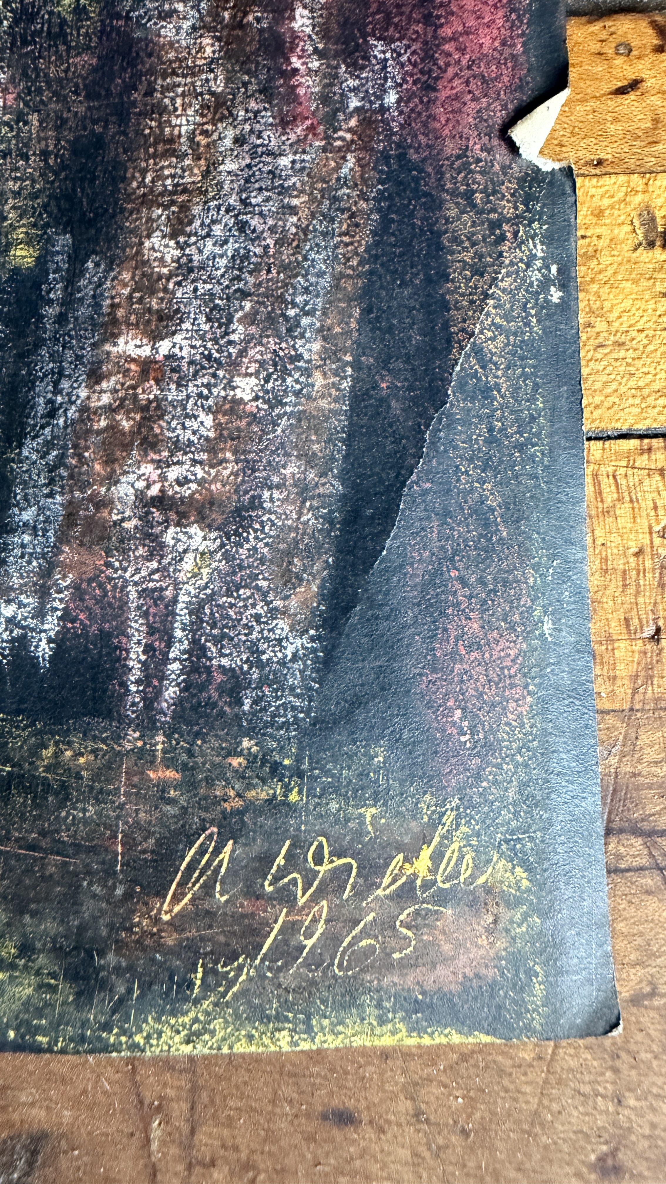 Trio of Abstract Mixed Media Paintings by A. Wieber