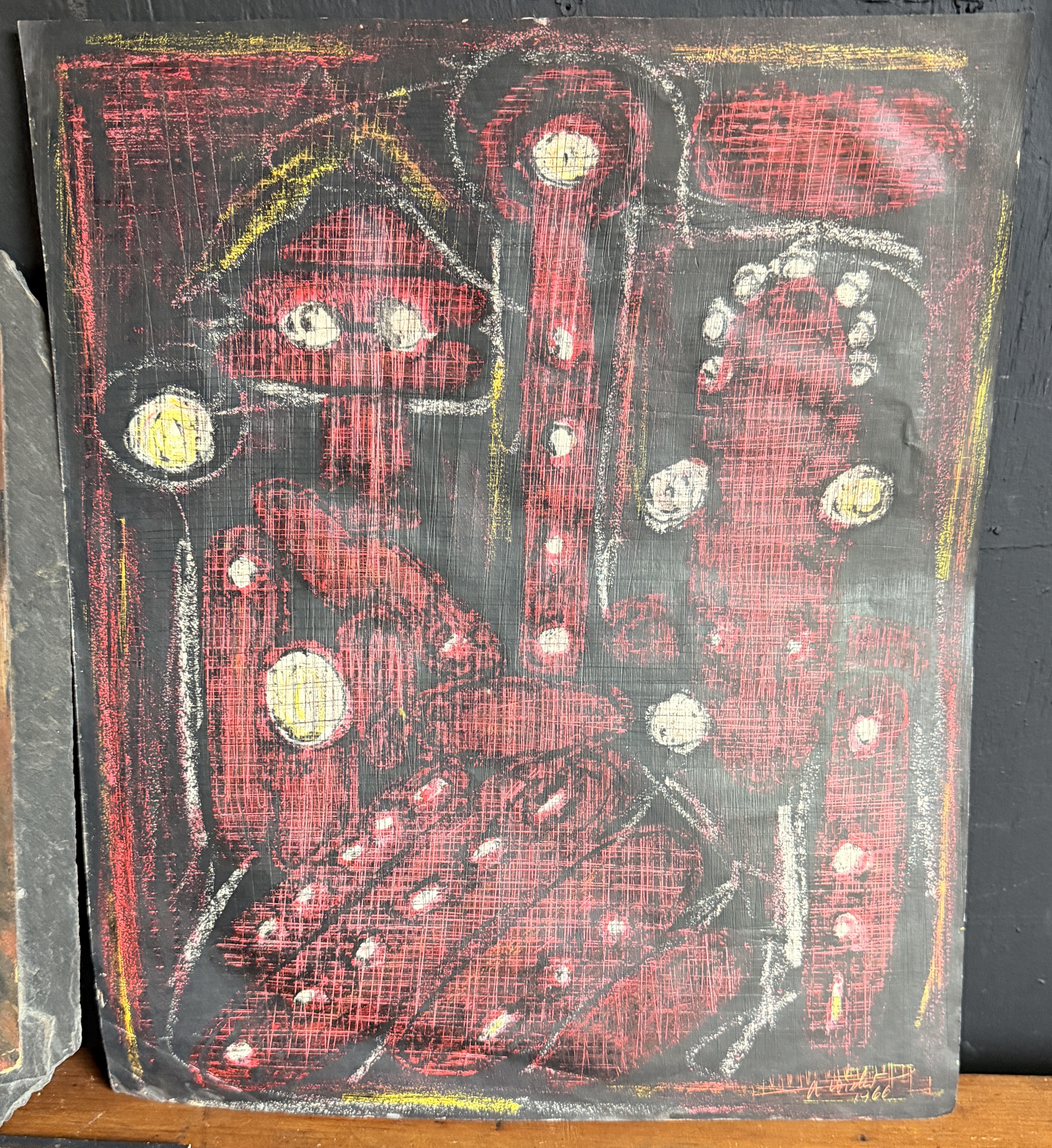 Trio of Abstract Mixed Media Paintings by A. Wieber
