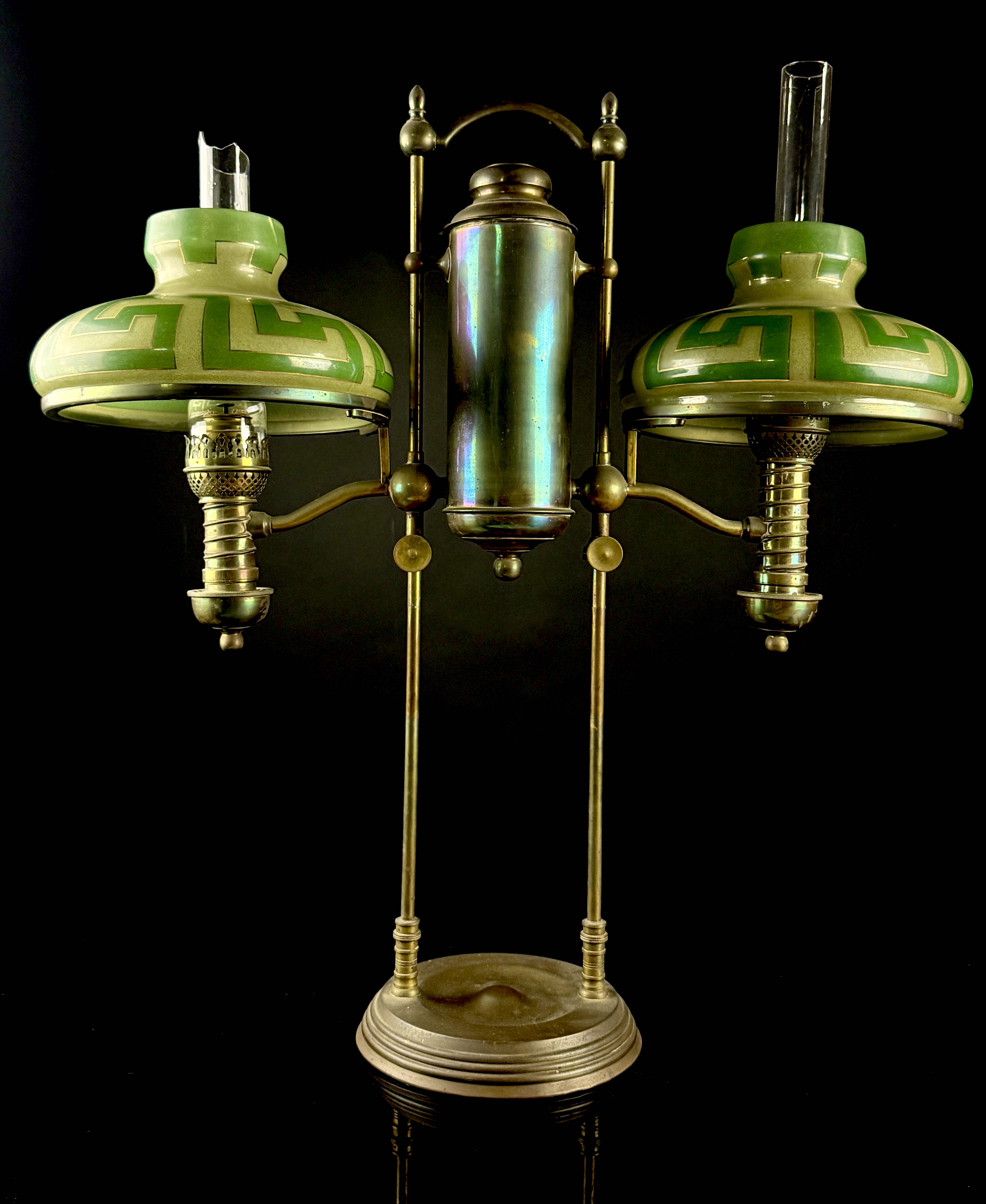Manhattan Brass Co. 1876 Double Student Kerosene Lamp Tiffany & Co.