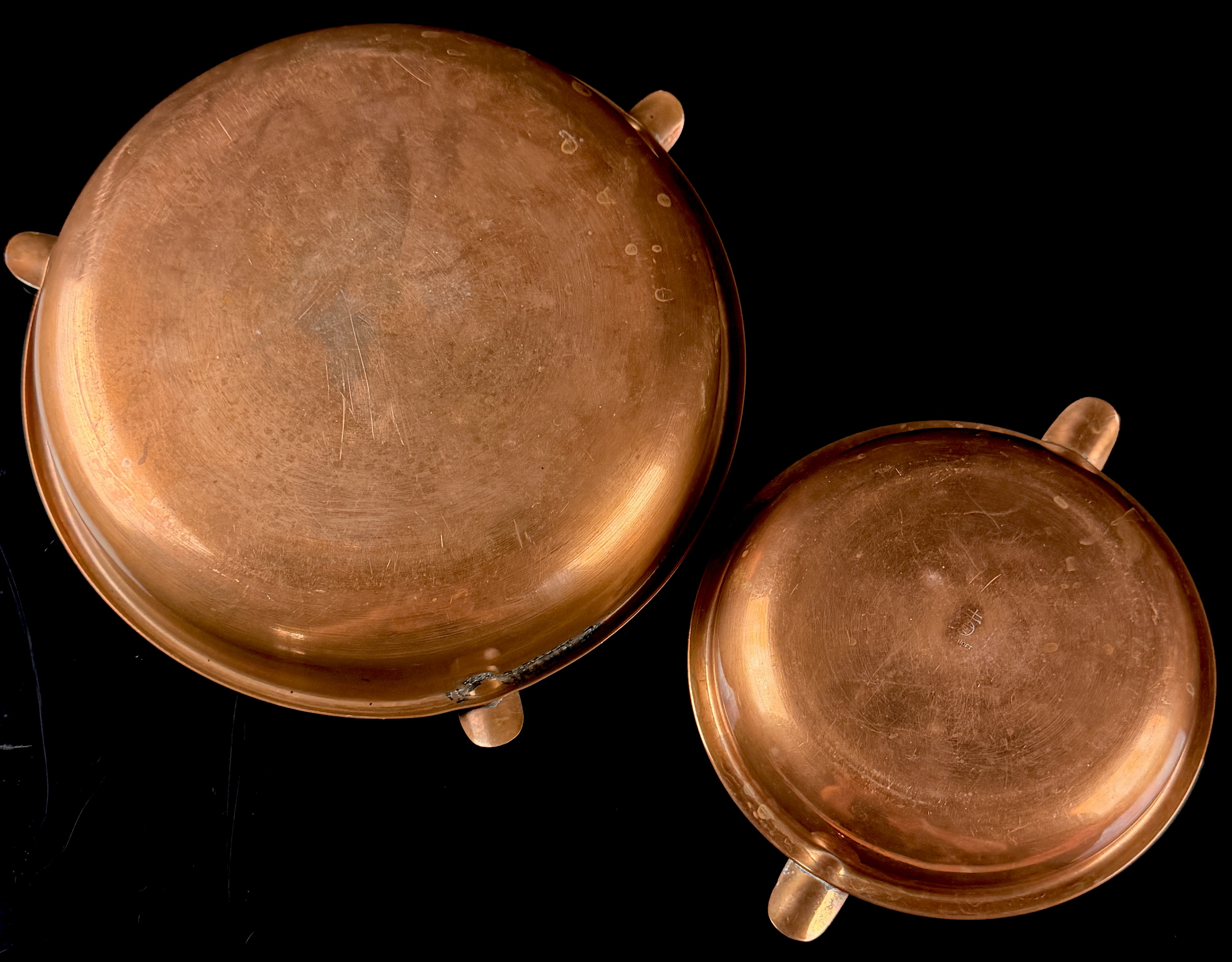 A Pair of Roycroft American Arts and Crafts Copper Ashtrays