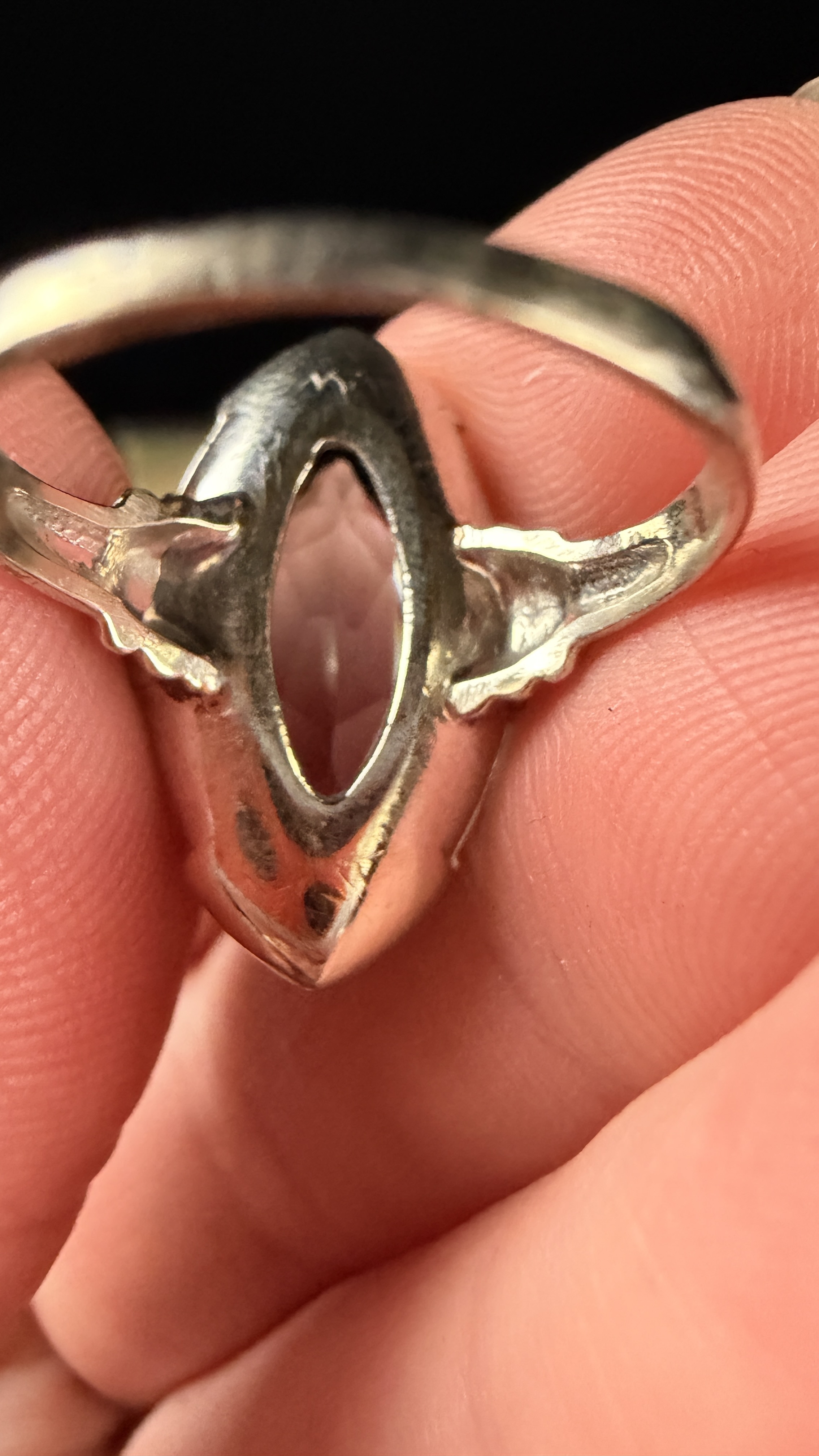 14K White Gold Marquise Violet Gemstone and Diamond Ring