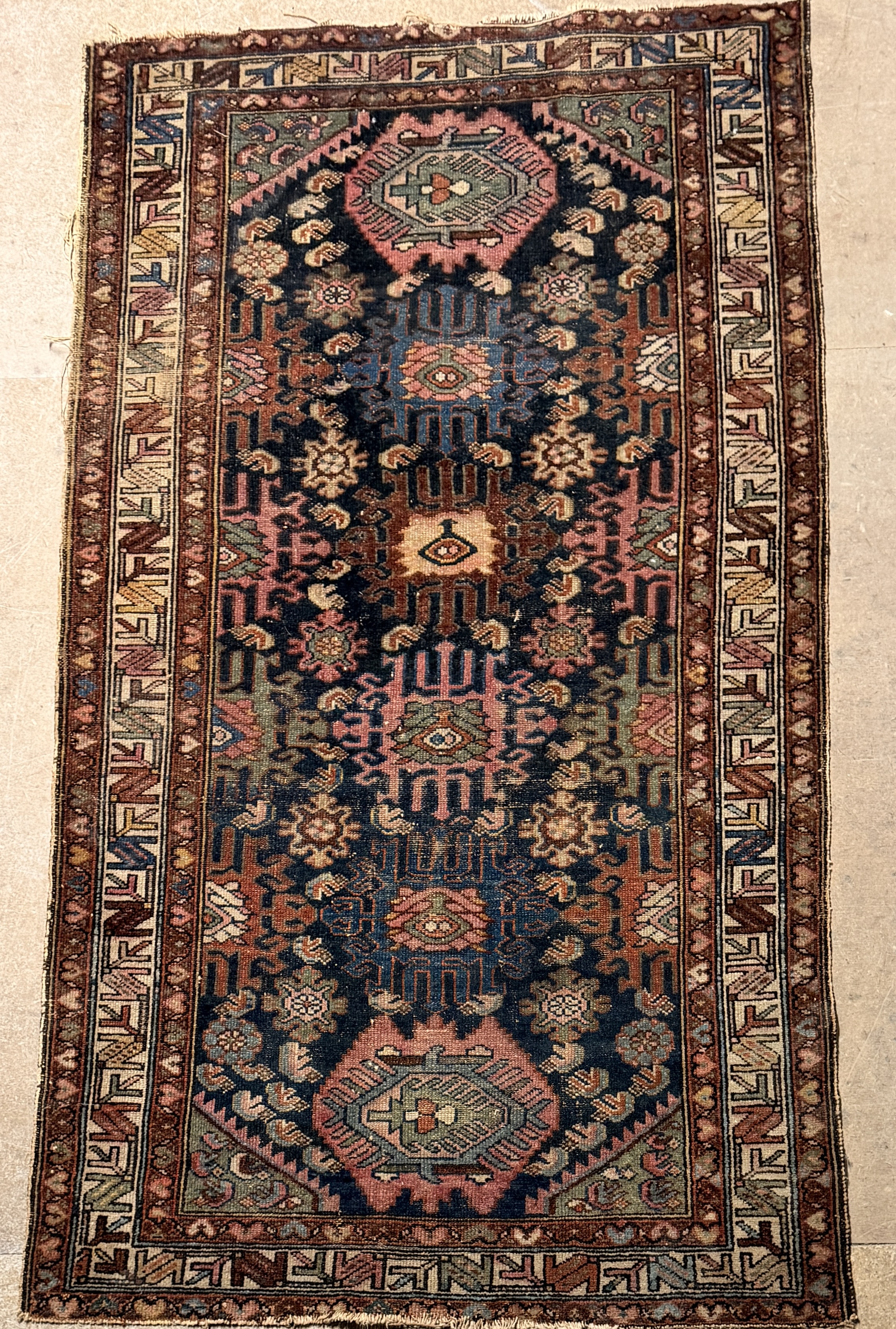 Antique Persian Tribal Hand-Knotted Wool Rug